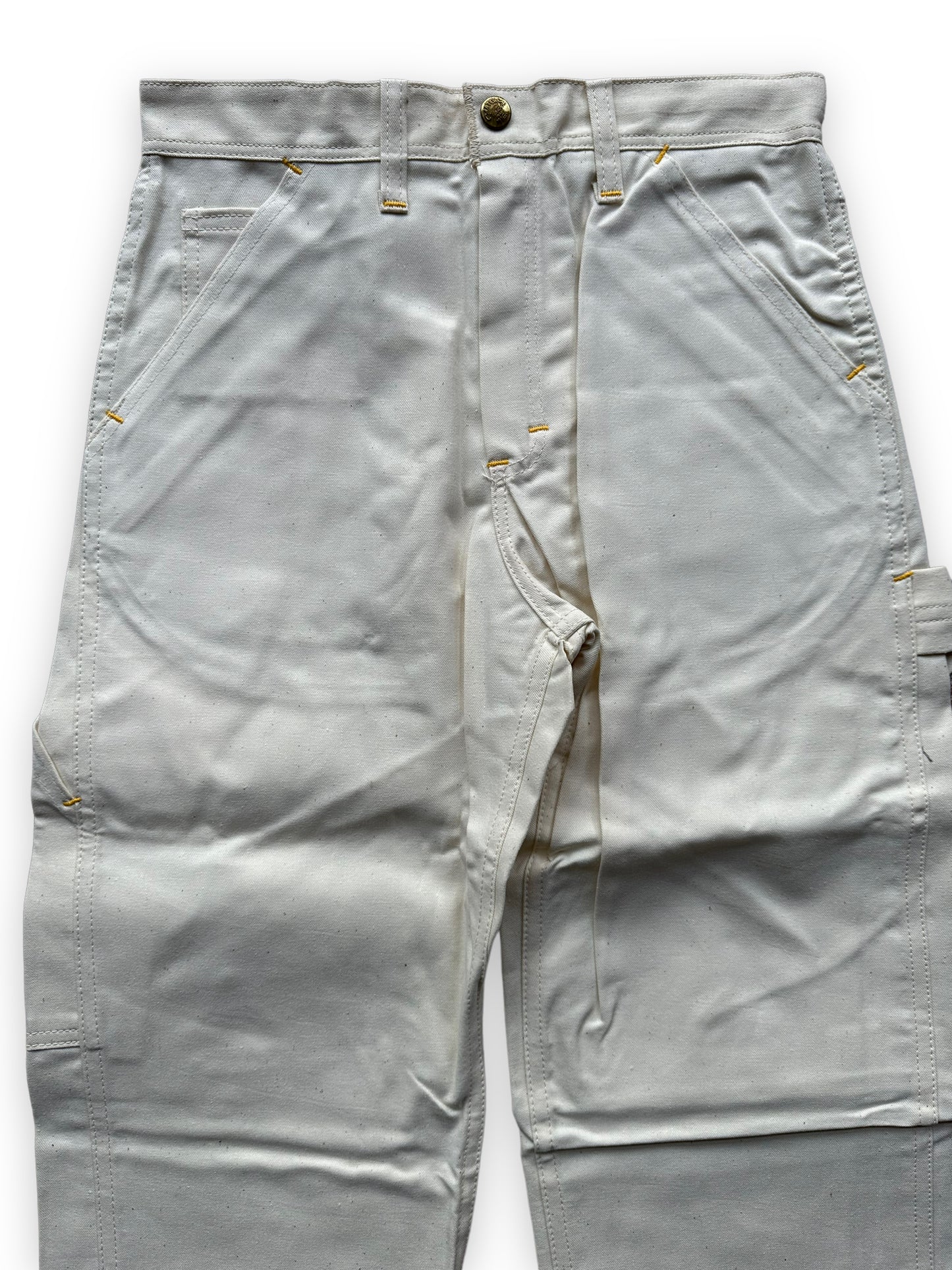 Upper Front View of NOS Vintage Carter's Ecru Painters Pants W26 L34 | Vintage Workwear Seattle | Barn Owl Vintage Clothing