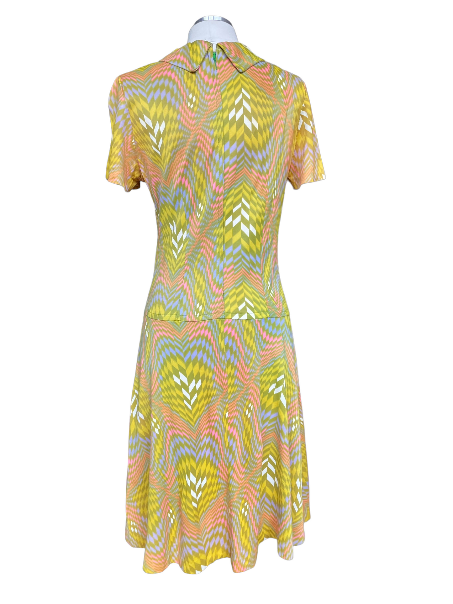 Full back view of Vintage 1960s Geometric Pattern Dress SZ M | Seattle Vintage Dresses | Barn Owl Vintage