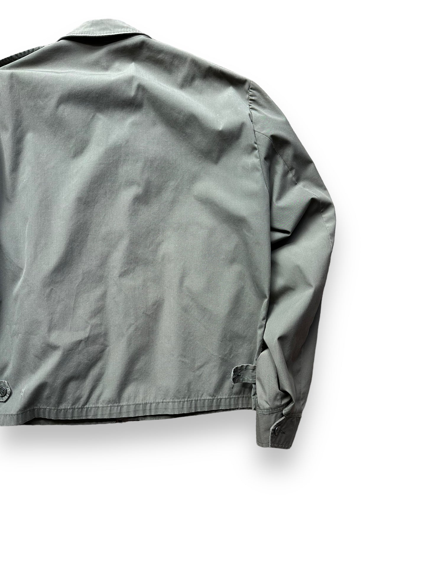 Rear Right View of Vintage Lightweight US Army Jacket SZ M-L | Vintage Military Jackets Seattle | Barn Owl Vintage Clothing Seattle