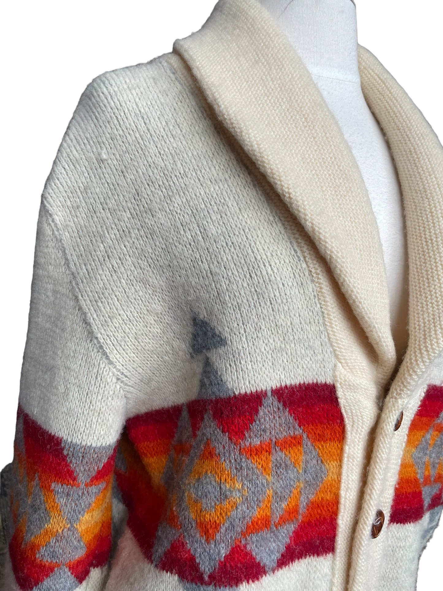 Vintage Pendleton Western Wear Cardigan Sweater | Barn Owl Vintage | Seattle Vintage Sweaters Right side front shoulder view.
