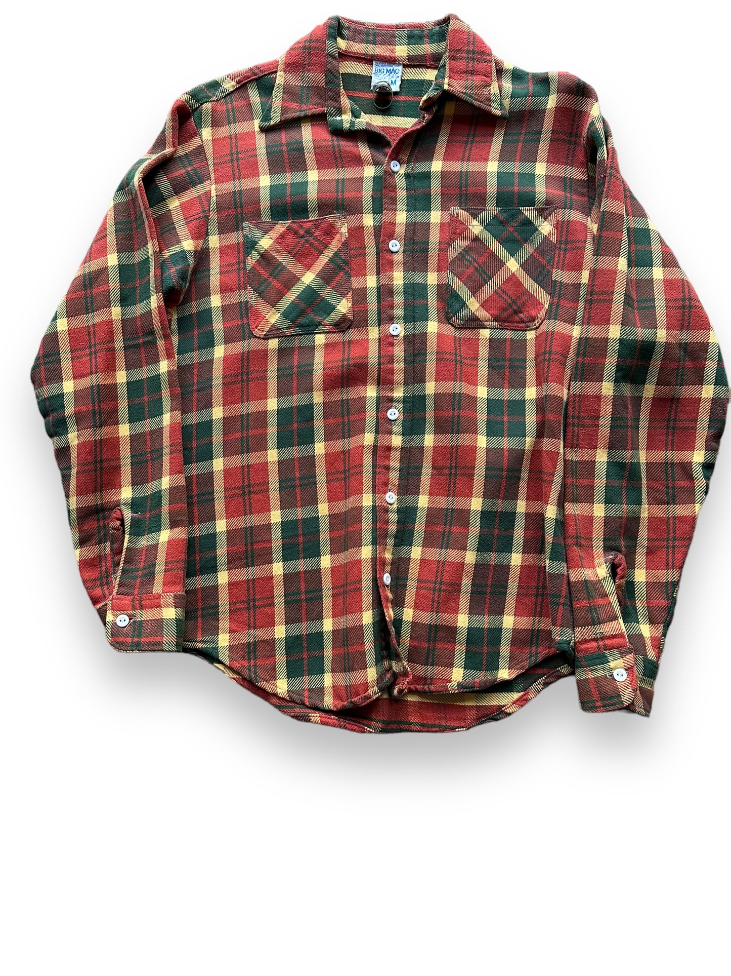 Front View of Vintage Red & Green Big Mac Cotton Flannel SZ M Tall | Vintage Cotton Flannel Seattle | Barn Owl Vintage Seattle