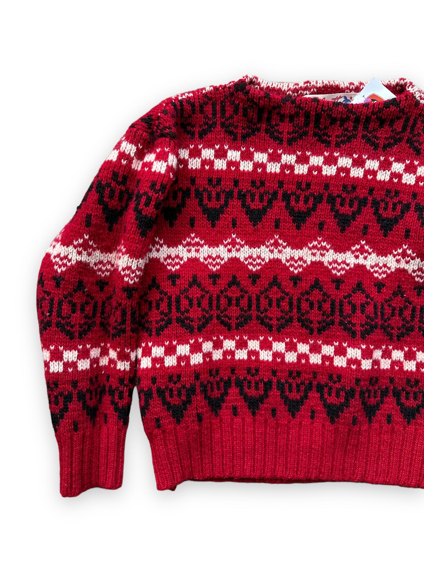 Front Right View on Vintage Palmett Norwegian Wool Sweater SZ L | Barn Owl Vintage Seattle | Seattle Vintage Clothing