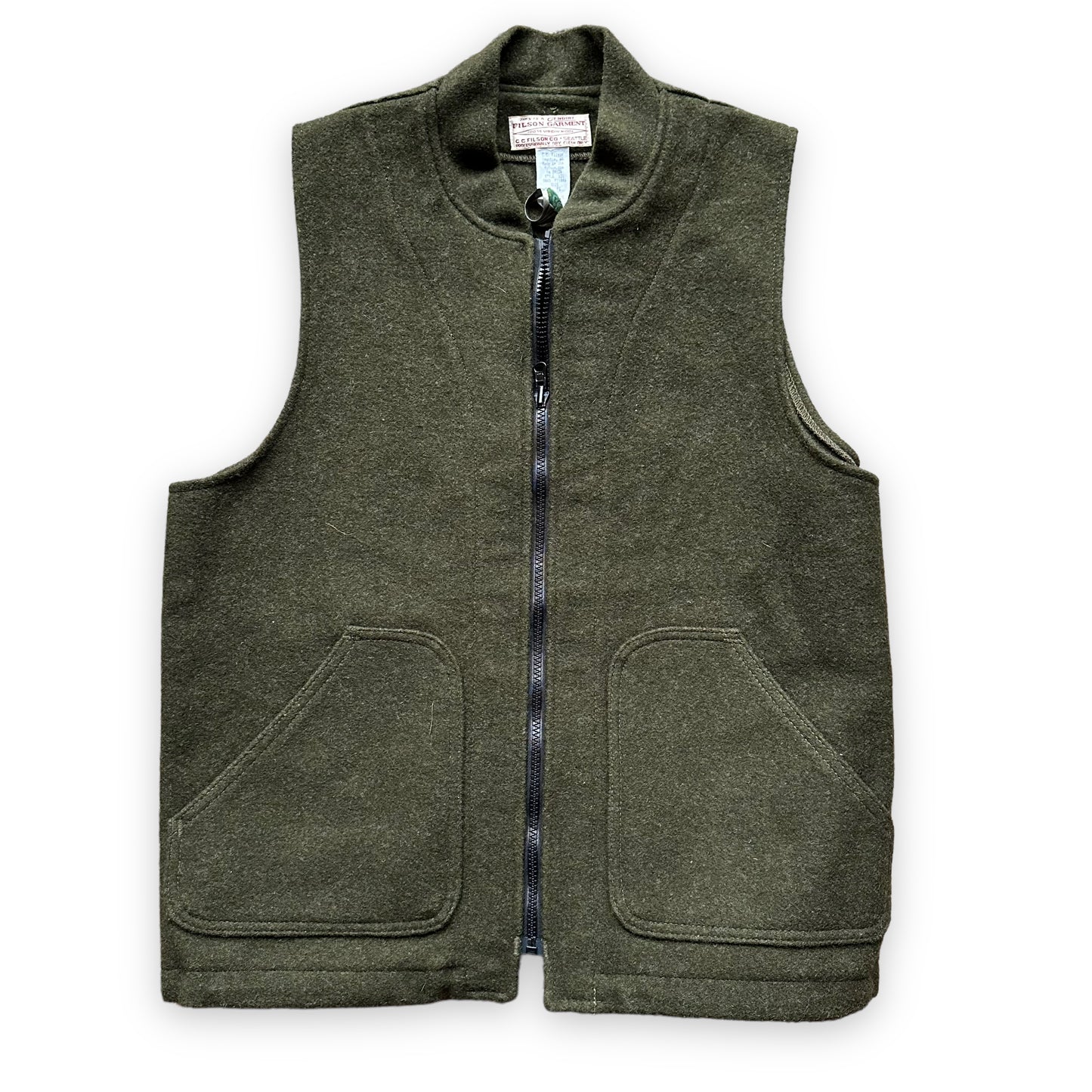 Front View of Filson Forest Green Mackinaw Wool Liner SZ M |  Vintage Filson Workwear Seattle | Barn Owl Vintage