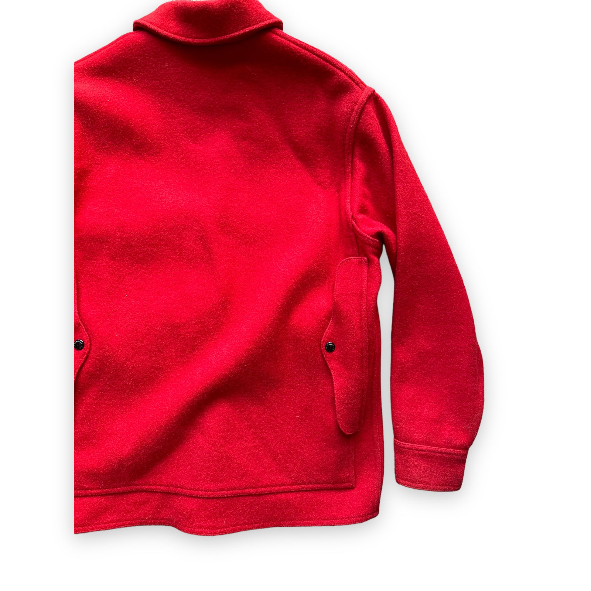 Rear Right View of NOS Filson Scarlet Mackinaw Cruiser SZ 40 |  Deadstock Filson Scarlet Cruiser | Vintage Workwear Seattle