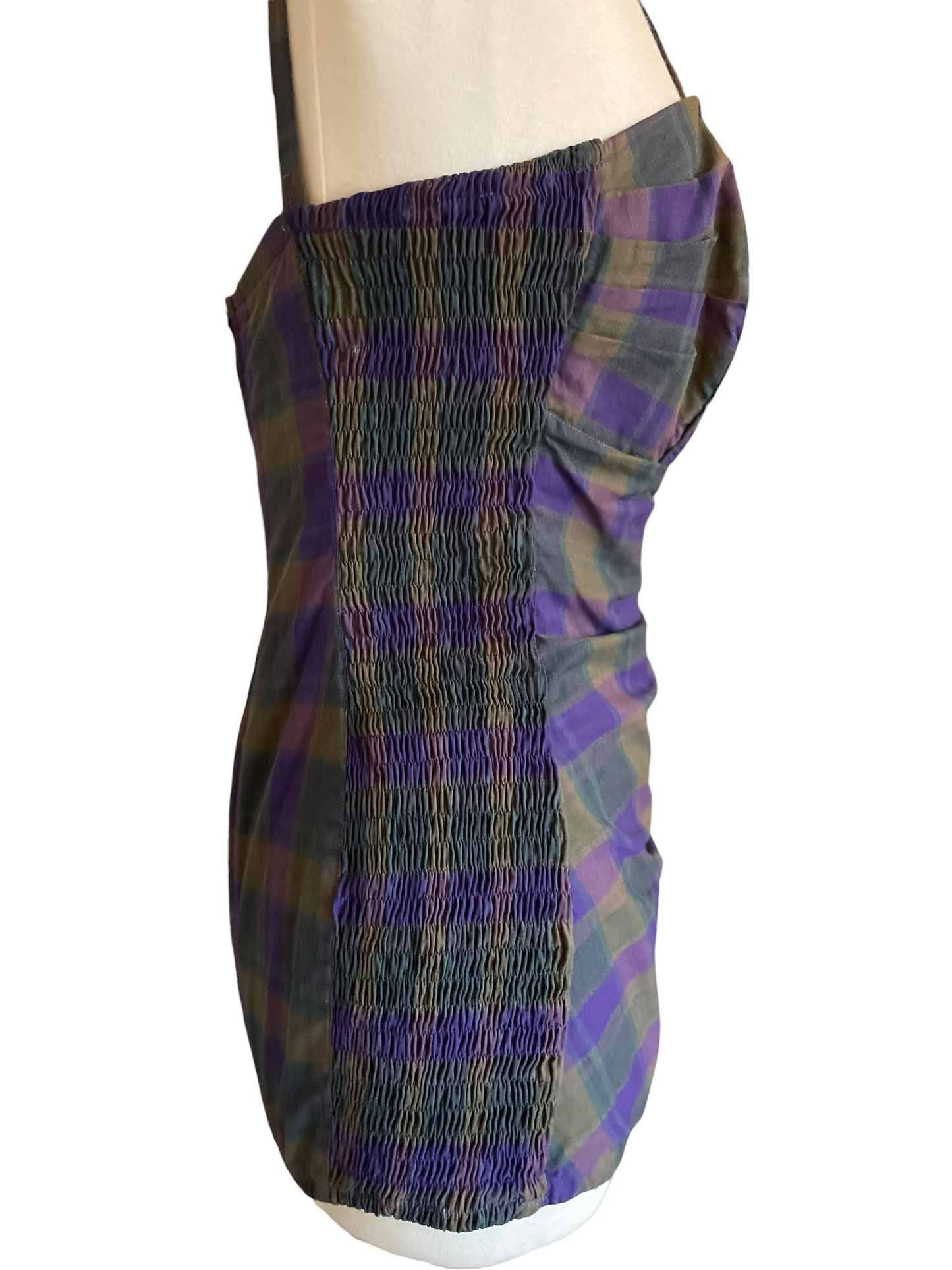 Right side view Vintage 1950s Plaid cotton Swimsuit SZ L | Barn Owl Vintage | Seattle Vintage Swimwear