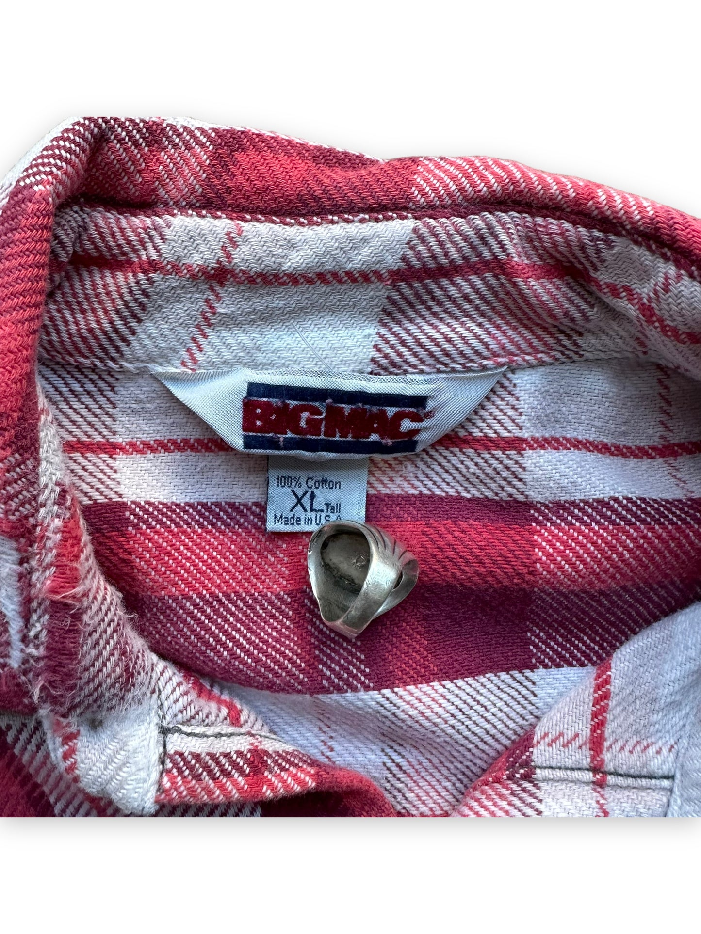 Tag View of Vintage Pink and Light Purple Big Mac Cotton Flannel SZ XL Tall | Barn Owl Vintage Seattle | Vintage Cotton Flannel Seattle