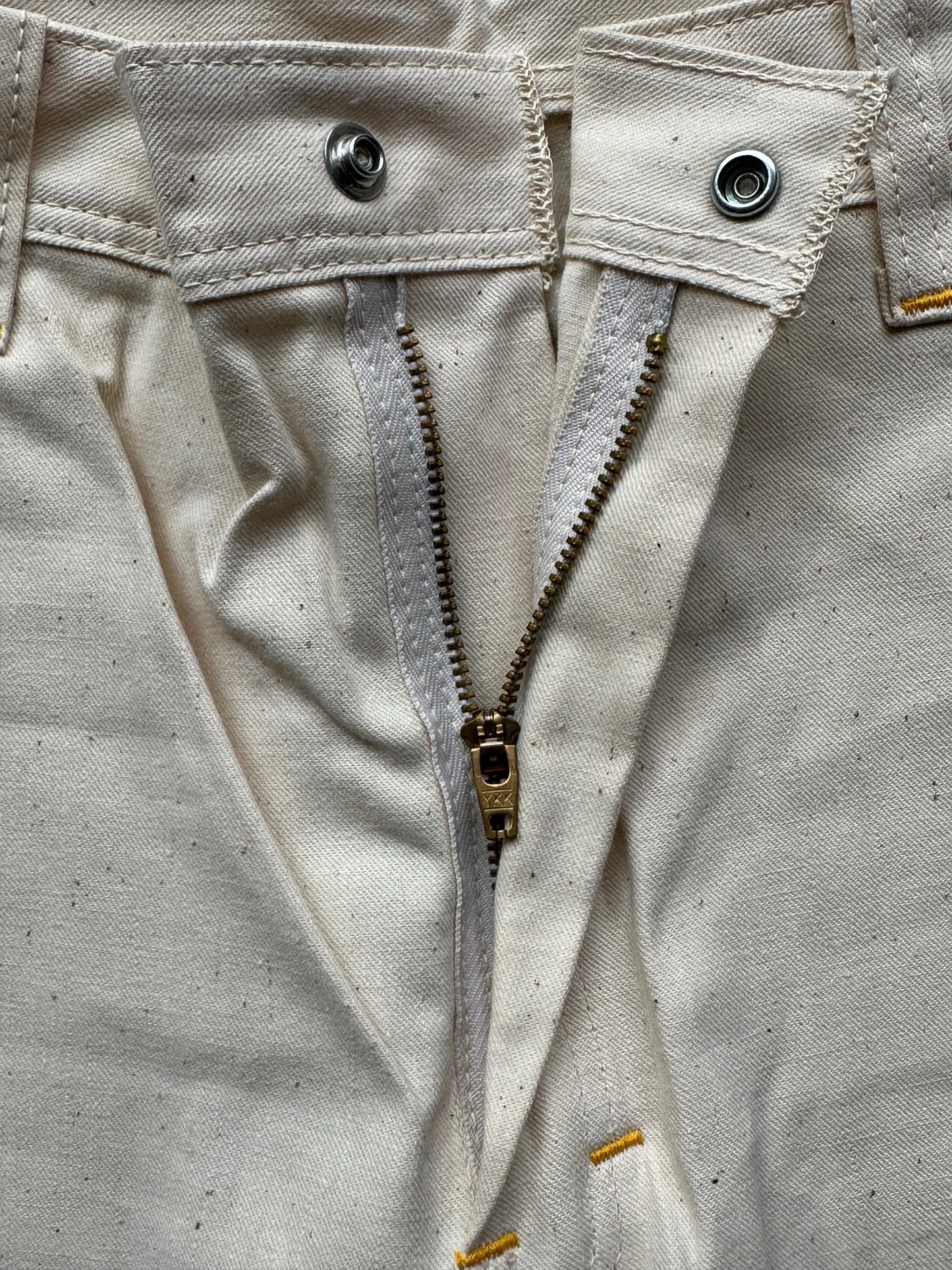 YKK Zipper on NOS Vintage Carter's Ecru Painters Pants W29T | Vintage Workwear Seattle | Barn Owl Vintage Clothing