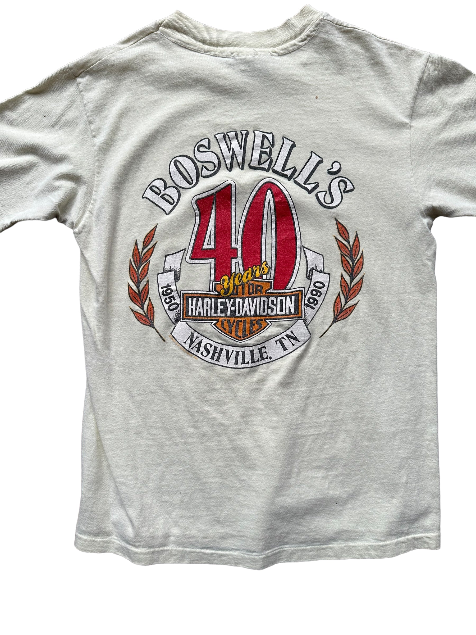 Rear Detail on Vintage Yellow Harley Davidson Wind Beneath My Wings Tee SZ M | Vintage Harley Tee | Barn Owl Vintage Seattle