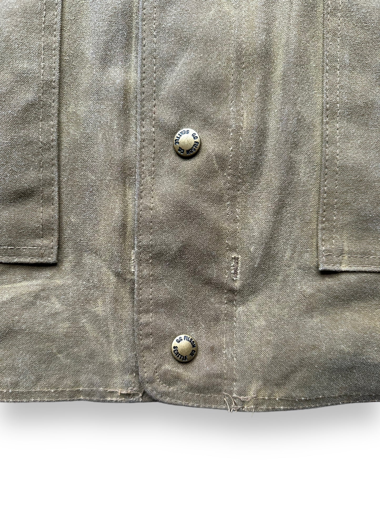 Small Blemish on Front of Filson Tin Cloth Jacket SZ XL | Barn Owl Vintage Goods | Filson Workwear Seattle