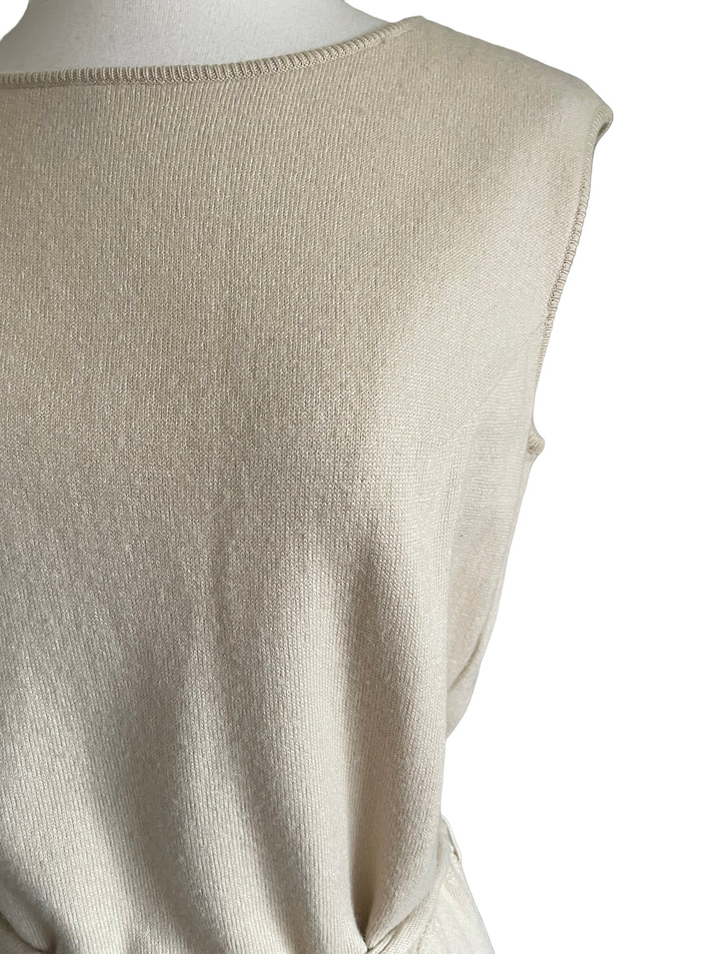 Vintage 1960s Jantzen Cream Wool Dress SZ Med | Barn Owl Vintage | Seattle Vintage Dresses Front left shoulder view.