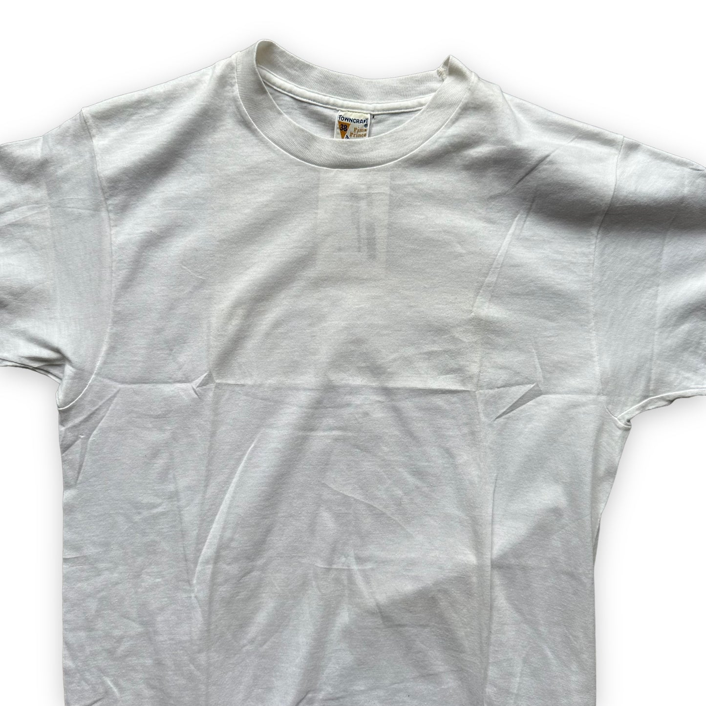 Upper Front View of Vintage Penneys Towncraft Pima Pride Blank Tee Shirt SZ 38 | Vintage Blank Tees Seattle | Vintage T-Shirts Seattle