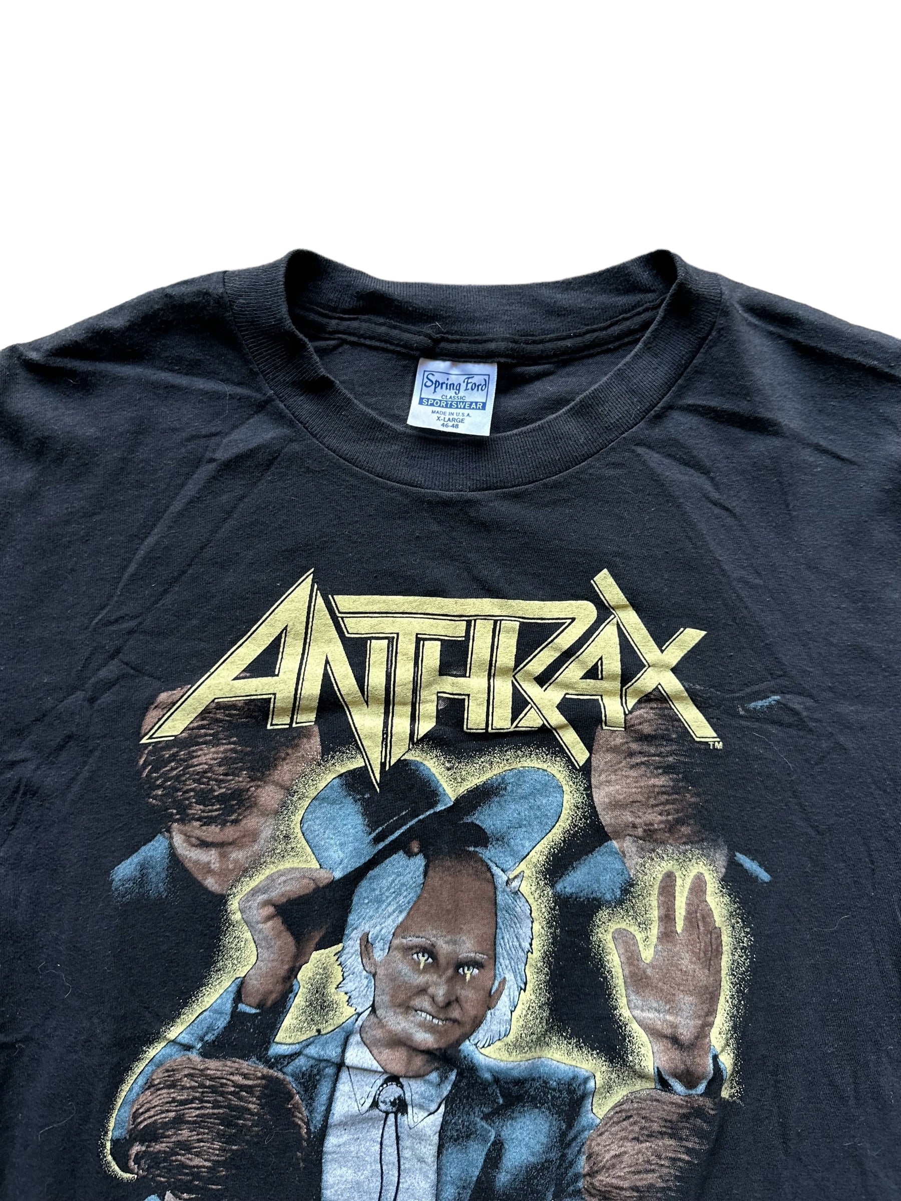 Tag View on Vintage Anthrax Among the Living Tour Shirt Size XL |  Barn Owl Vintage | Vintage Rock Tee