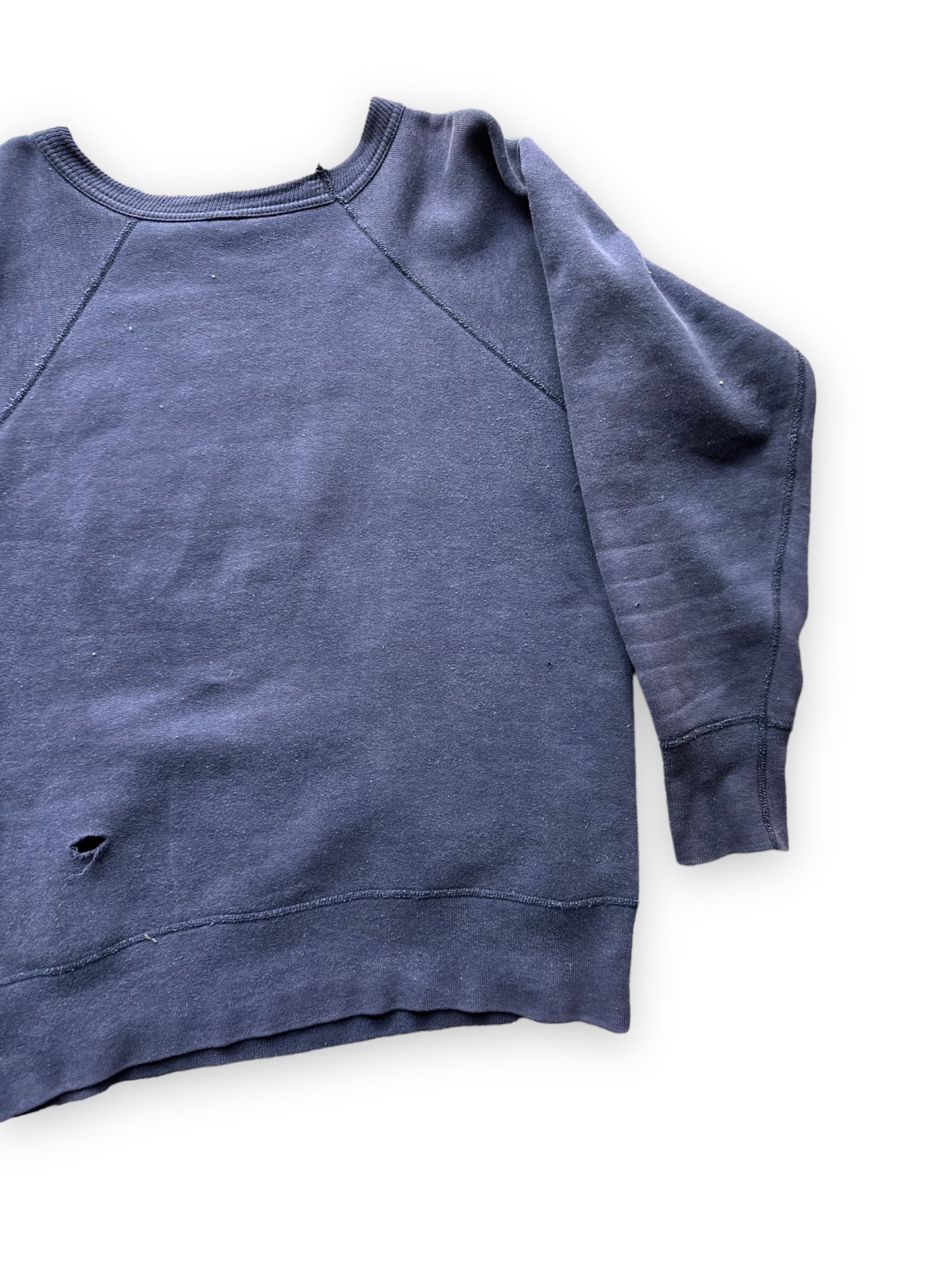 Right Left View on Vintage Original Flocked Seattle World's Fair 1962 Navy Blue Crewneck | Vintage Sweatshirts Seattle | Barn Owl Vintage