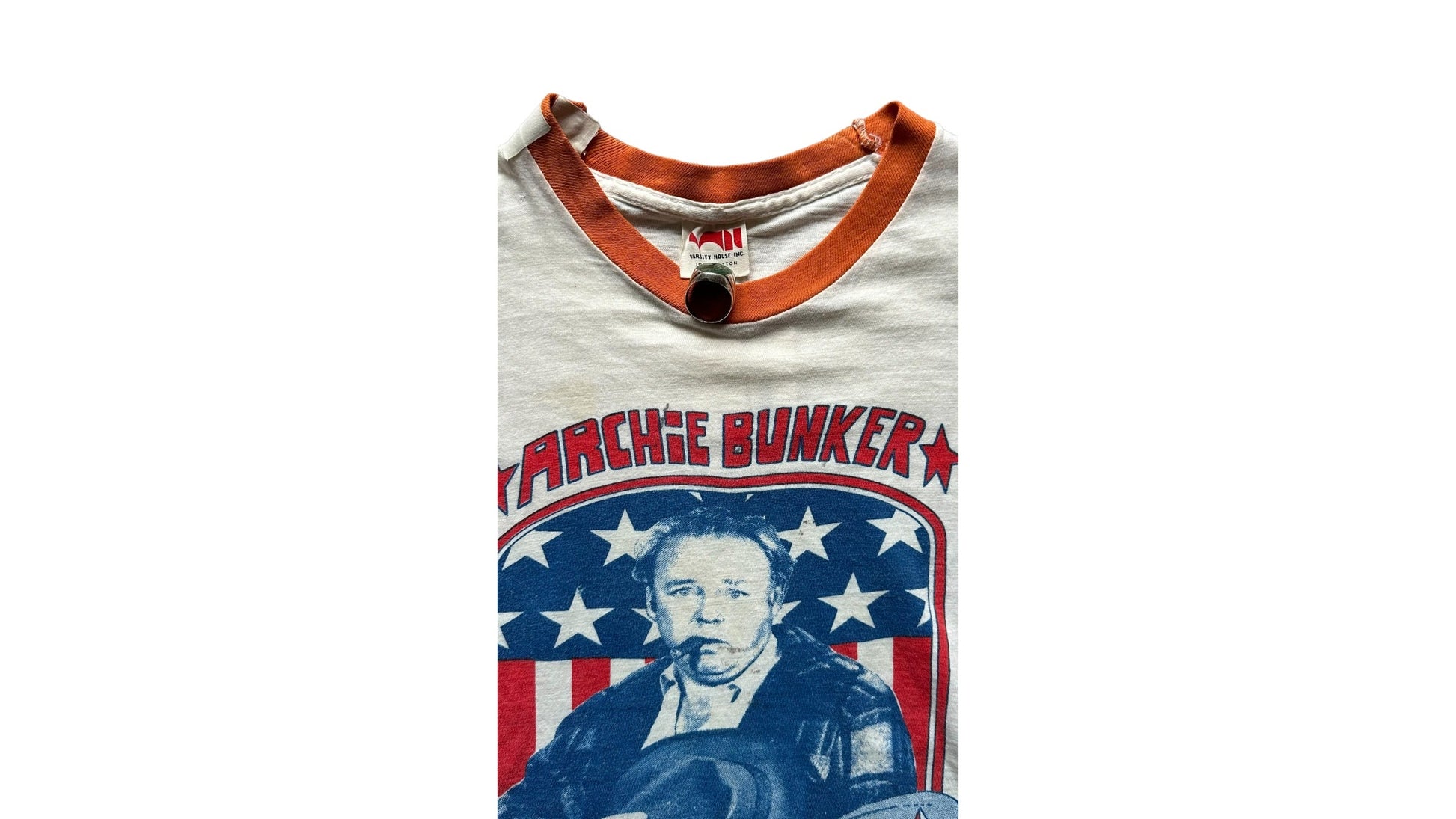 Tag View on Vintage Archie Bunker Ringer Tee SZ S |  Vintage Ringer Tee Seattle | Barn Owl Vintage