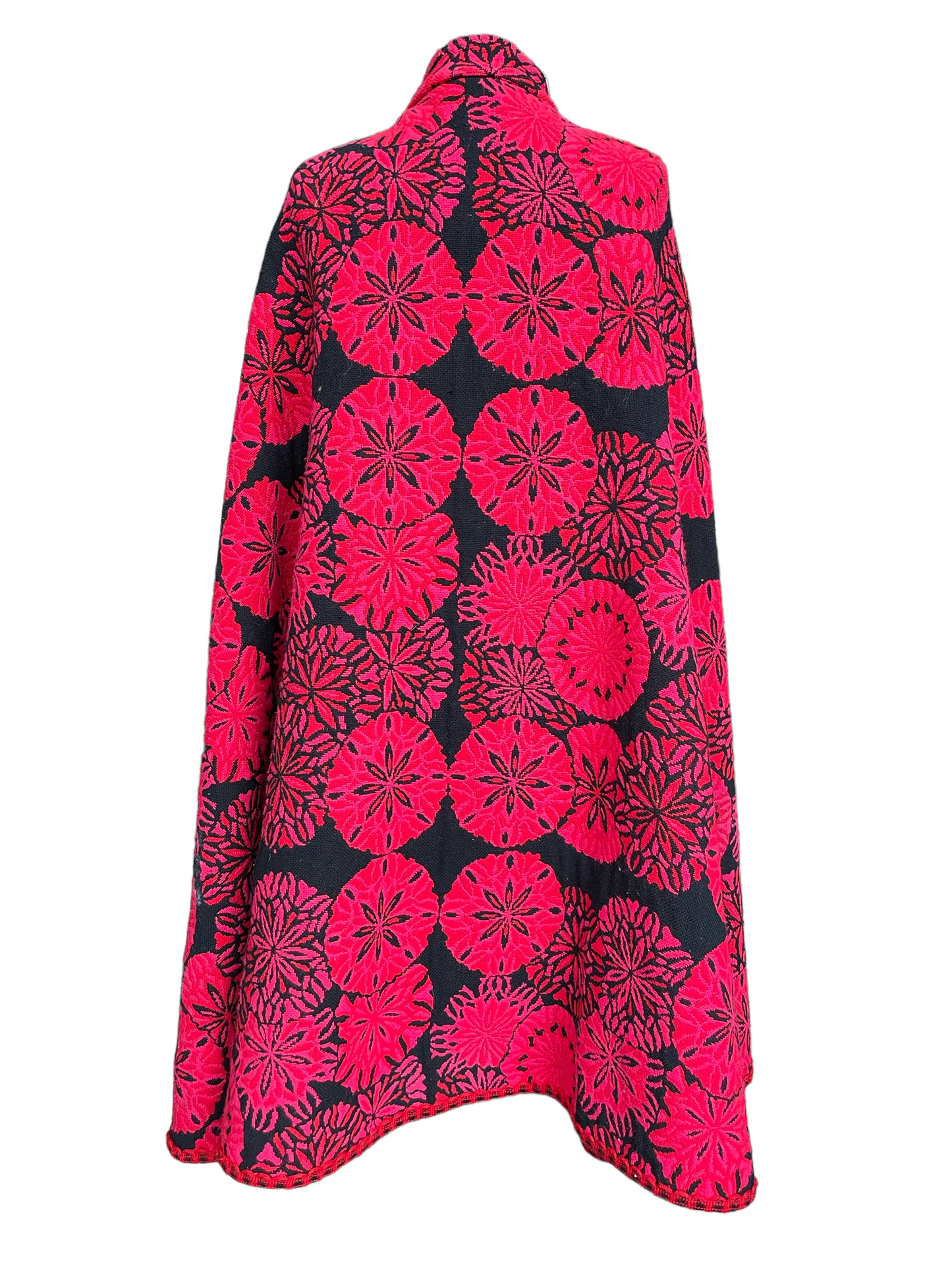 Full rear view ofVintage 1960s Arvi Made in Spain Floral Tapestry Cape Coat | Barn Owl Seattle | Seattle True Vintage