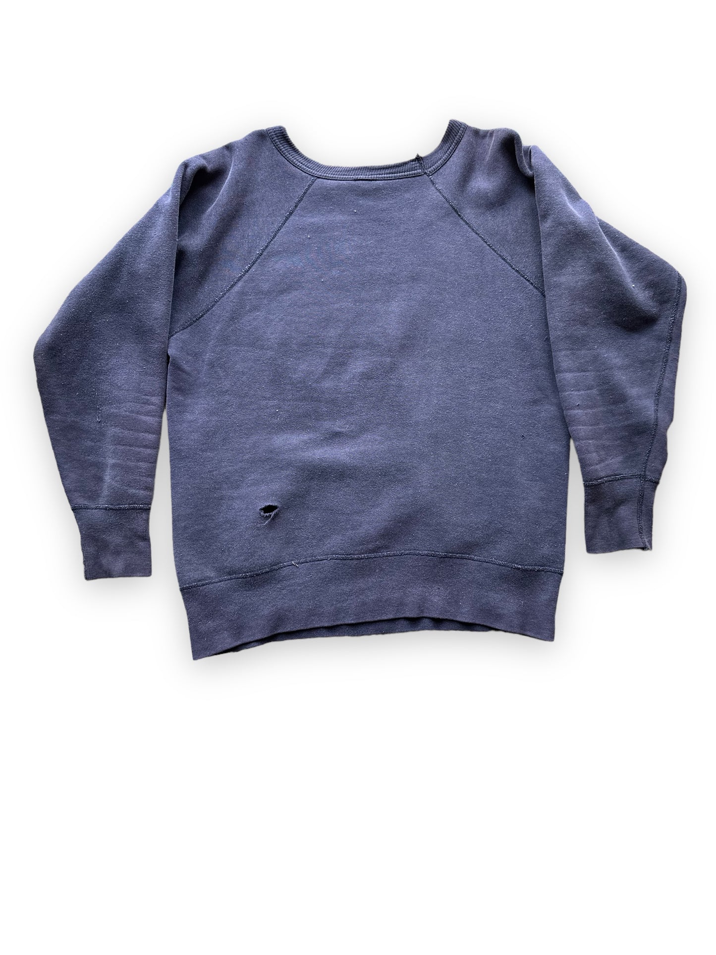 Rear View of Vintage Original Flocked Seattle World's Fair 1962 Navy Blue Crewneck | Vintage Sweatshirts Seattle | Barn Owl Vintage