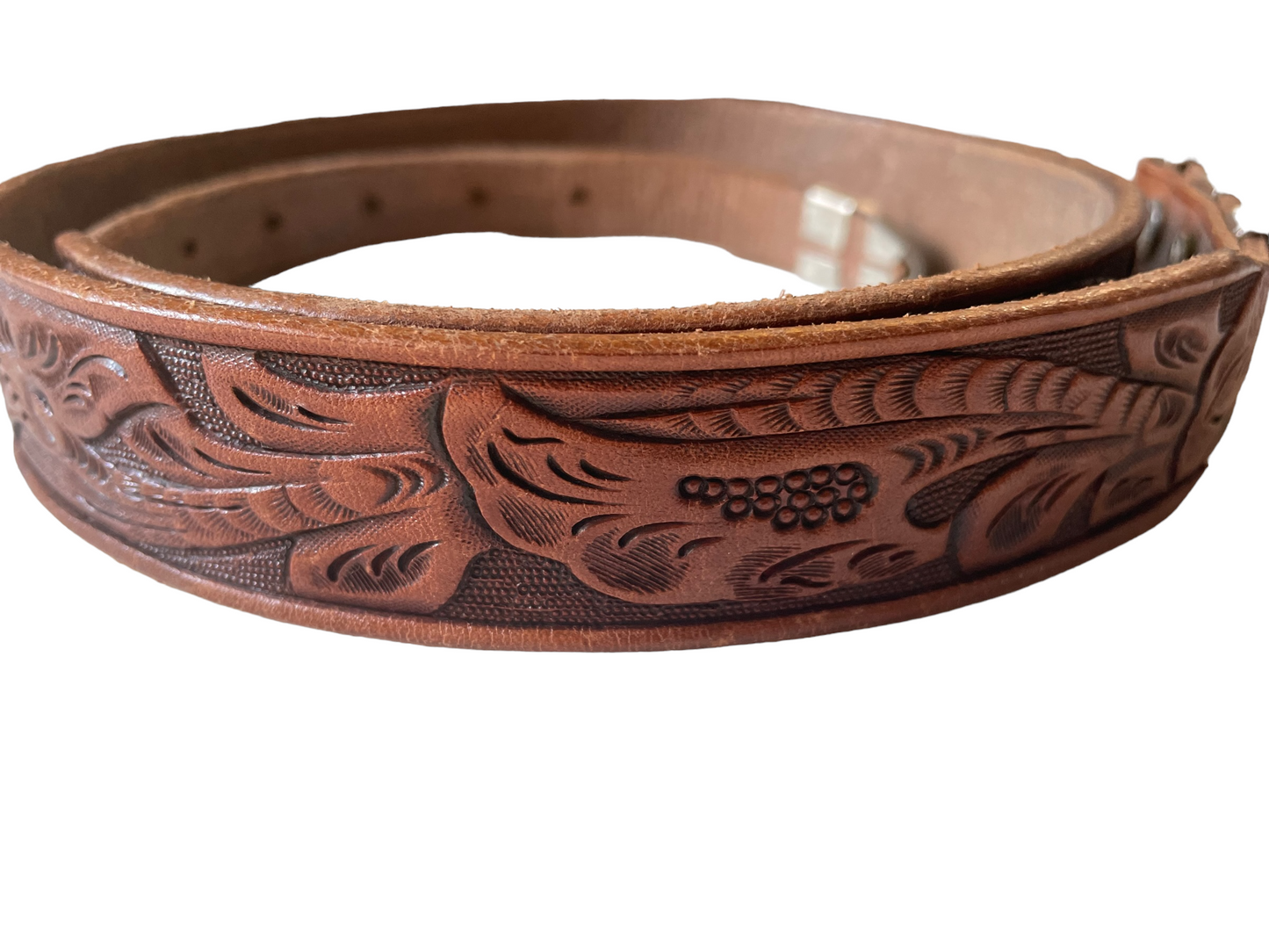 Vintage Westernaire Tooled Leather Belt with Buckle | Barn Owl Vintage | Seattle True Vintage