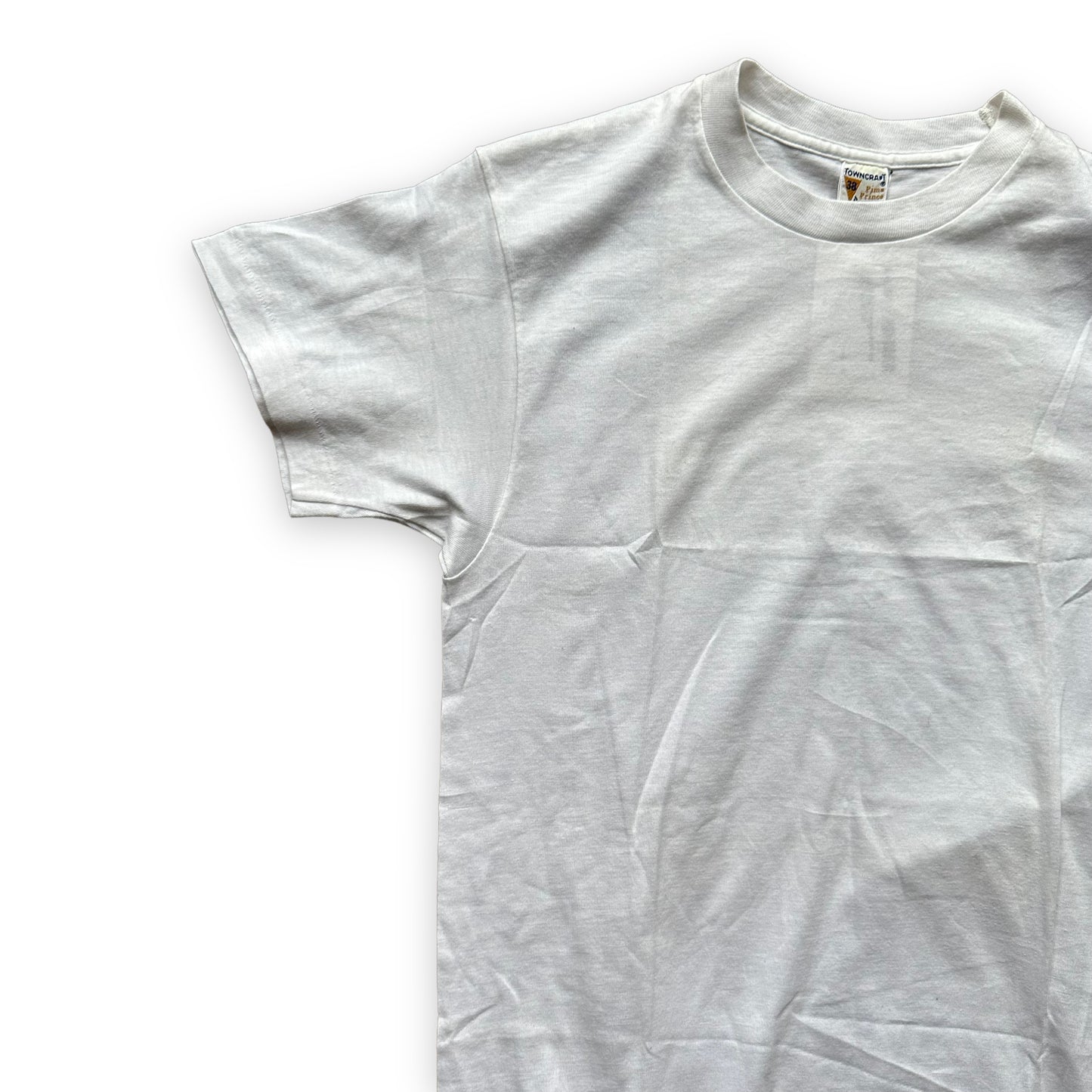 Upper Front Right Side of Vintage Penneys Towncraft Pima Pride Blank Tee Shirt SZ 38 | Vintage Blank Tees Seattle | Vintage T-Shirts Seattle