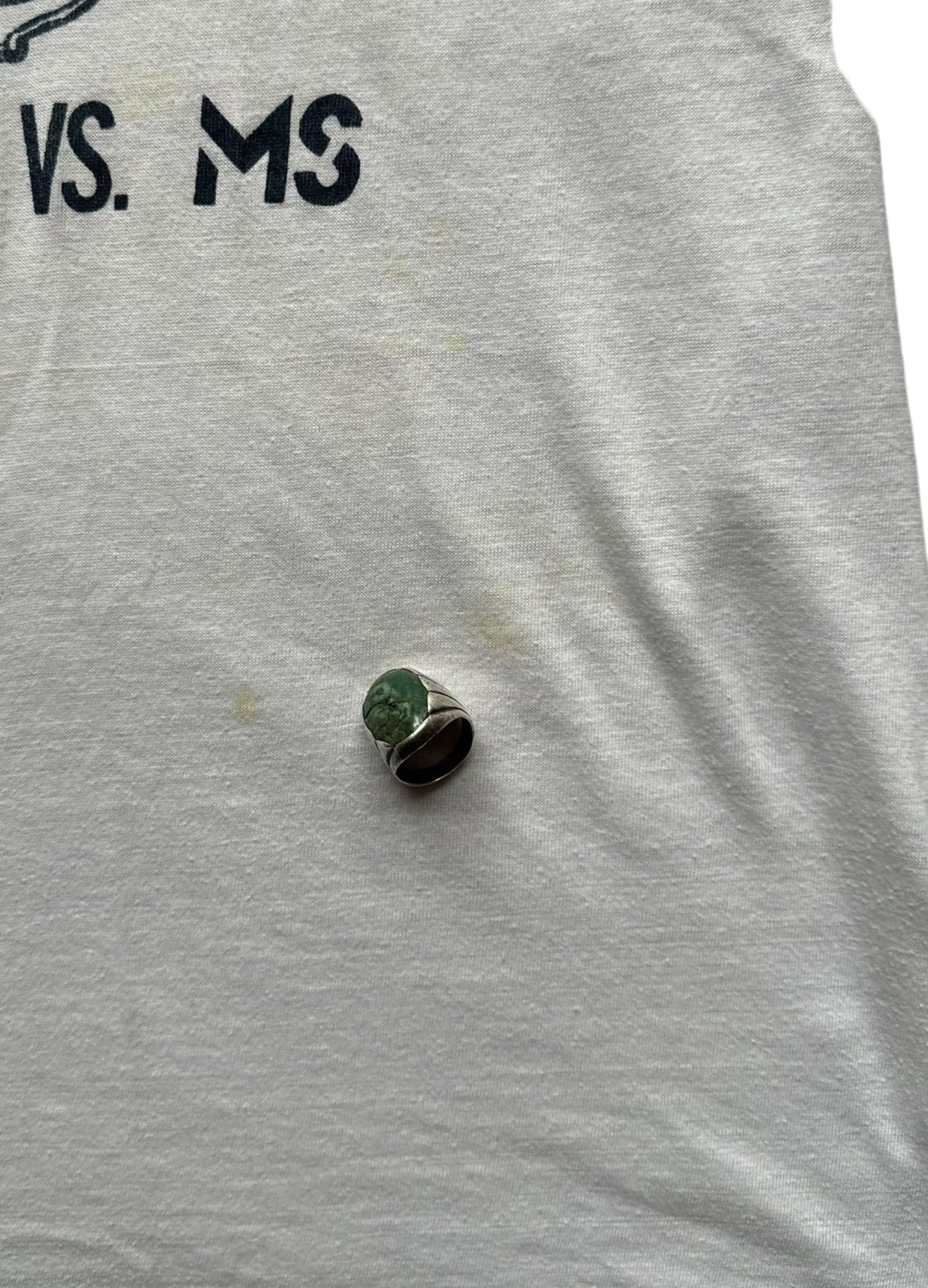 Small Blemish View on Vintage Almira Great Run Ringer Tee |  Vintage Ringer Tee Seattle | Barn Owl Vintage Seattle