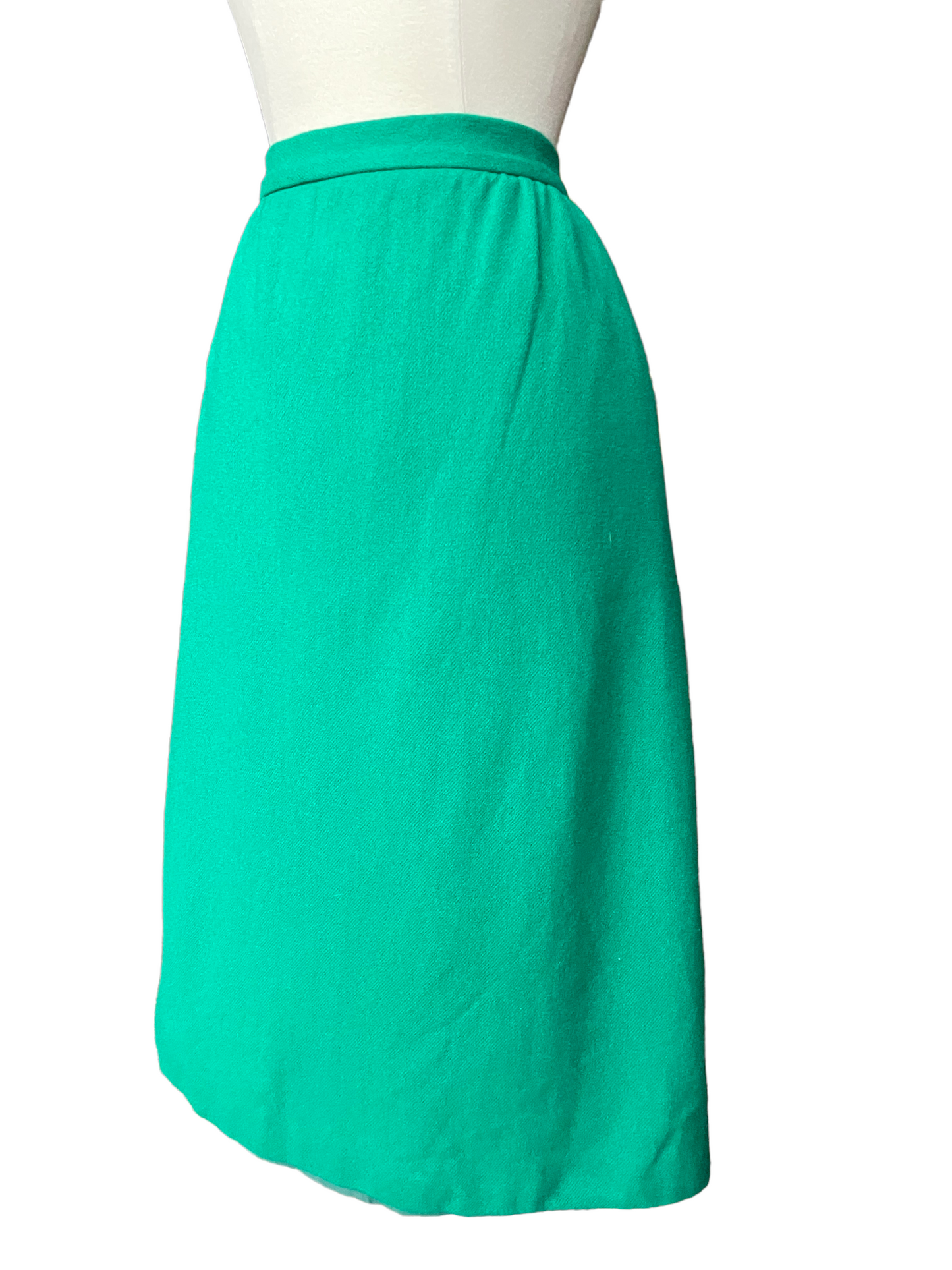 Left side view of Vintage 1960s Green Wool Pencil Skirt | Barn Owl Vintage | Seattle Vintage Skirts
