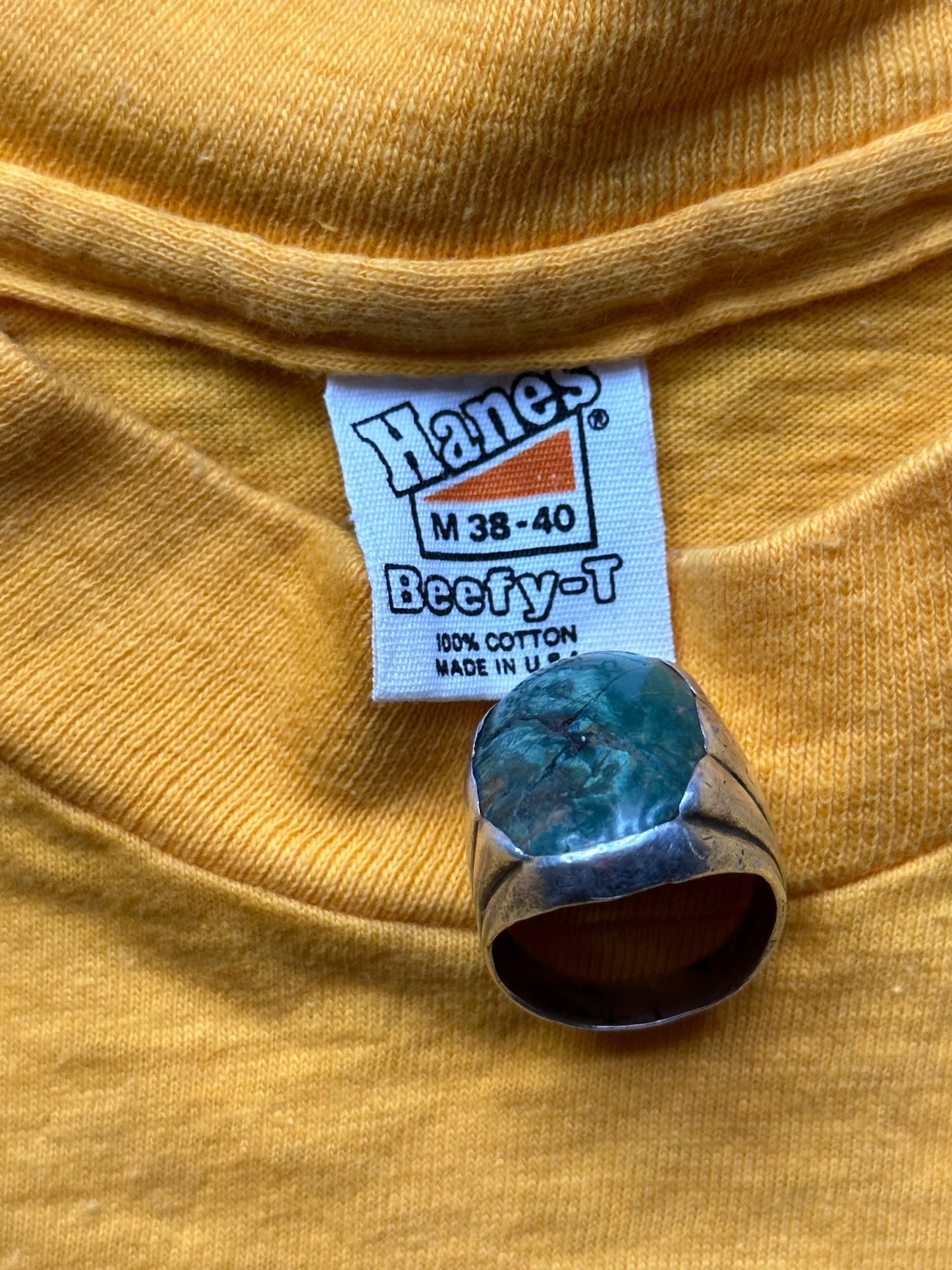 Tag View of Vintage 1978 Seattle Supersonics Green, Hot & Smoking Playoff Tee SZ M | Vintage Seattle SuperSonics Tees | Barn Owl Vintage