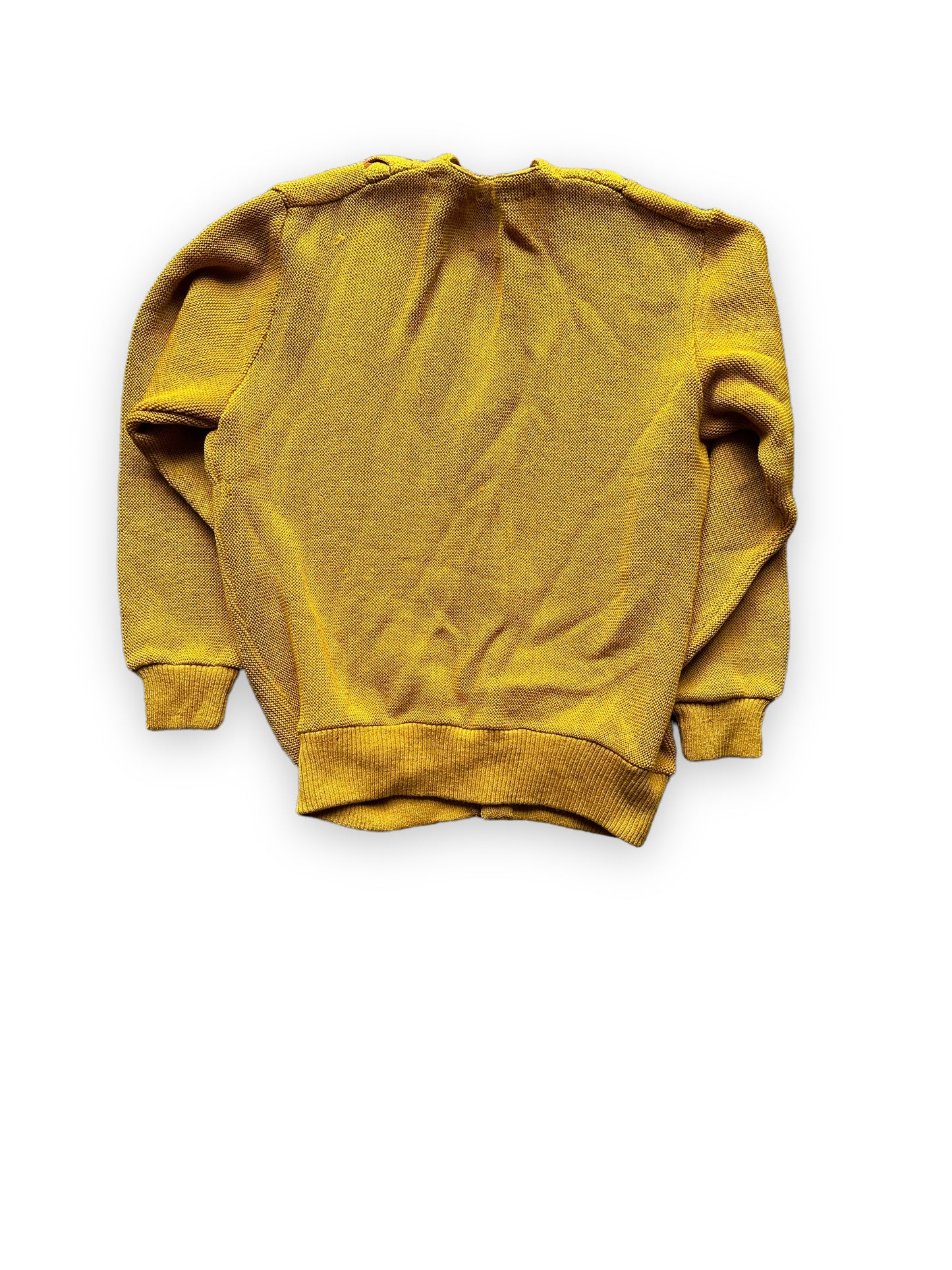 Rear Flat View on Vintage Seattle Knitting Mills Golden Double Helix Wool Sweater SZ M | Vintage Cardigan Sweaters Seattle | Barn Owl Vintage Seattle