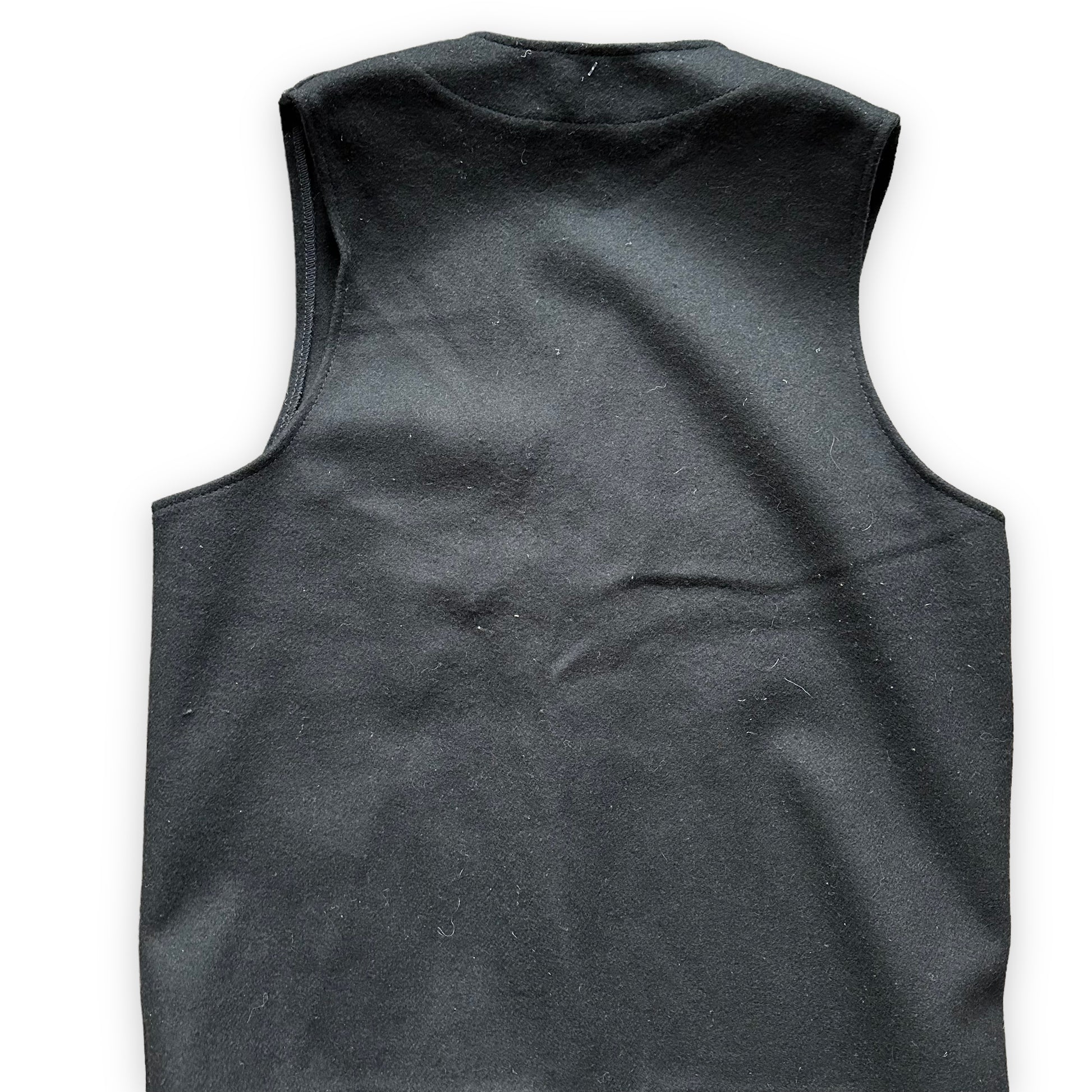 Upper Rear View of Filson Black Mackinaw Wool Vest SZ 40 Extra Long |  Barn Owl Vintage Goods | Vintage Filson Workwear Seattle