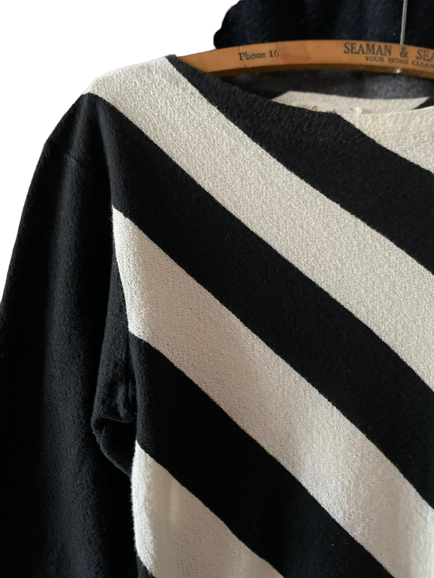 Right front shoulder view of Vintage 1950s Jantzen Striped Top | Barn Owl Seattle | Vintage Jantzen Clothing