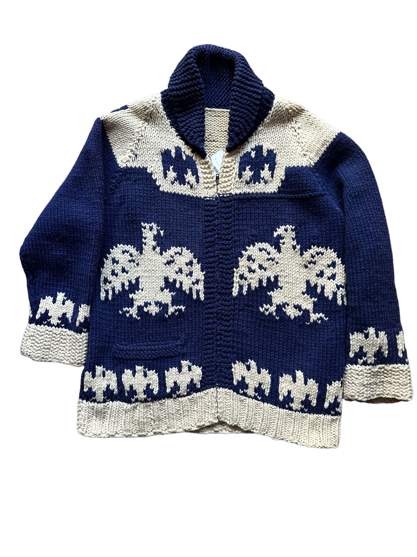 Vintage Thunderbird Cowichan Style Cardigan Sweater SZ L | Seattle Vintage Clothing | Barn Owl Vintage