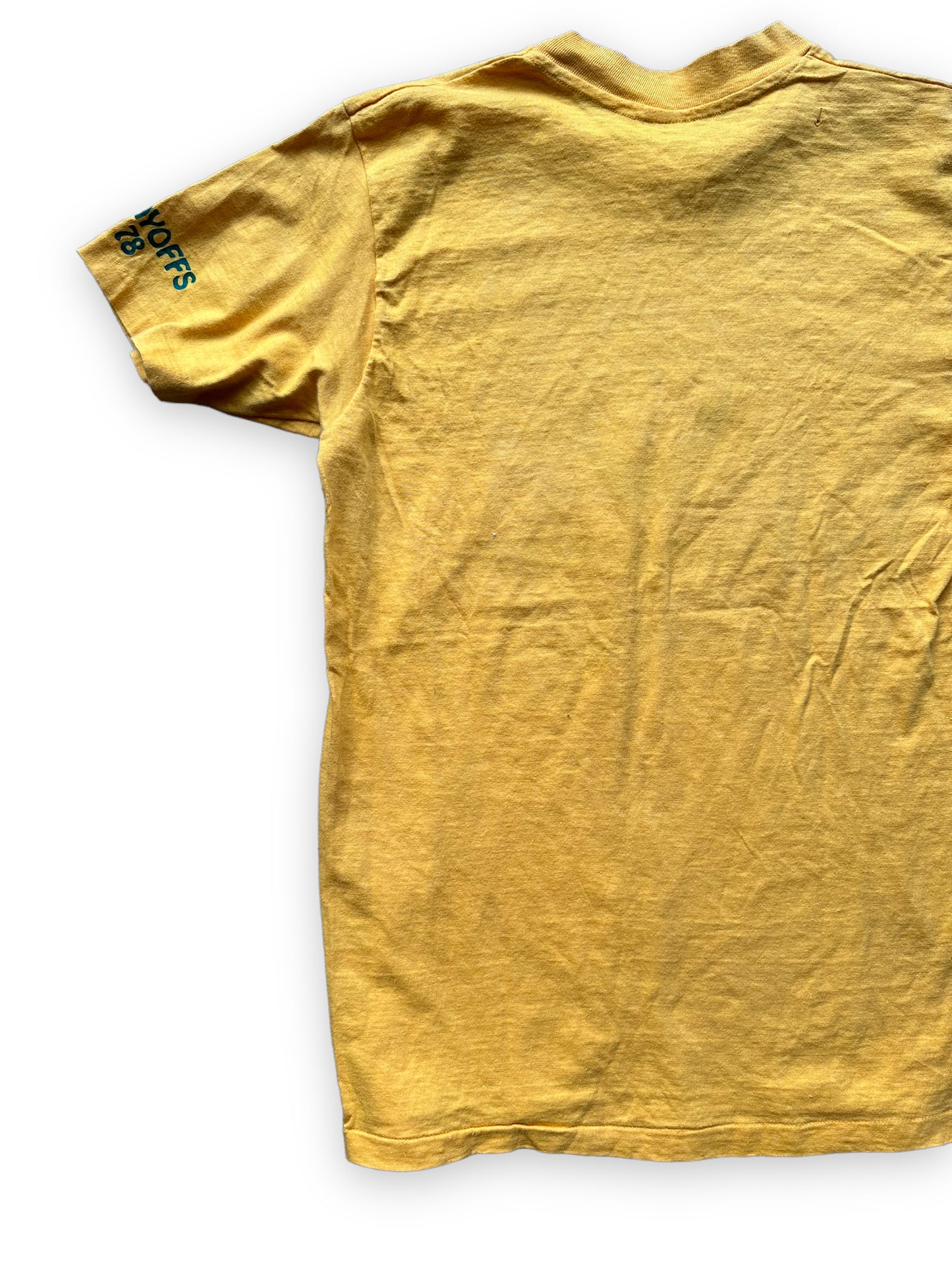 Rear Left View of Vintage 1978 Seattle Supersonics Green, Hot & Smoking Playoff Tee SZ M | Vintage Seattle SuperSonics Tees | Barn Owl Vintage