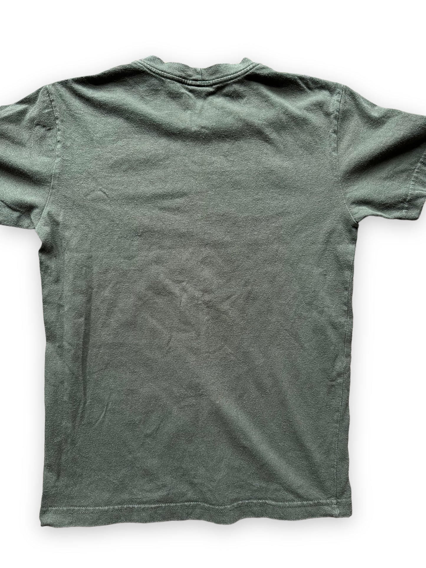 Rear Detail on Olive Green Filson Cotton Tee SZ XS | Barn Owl Vintage Goods | Filson Graphic Tees Seattle