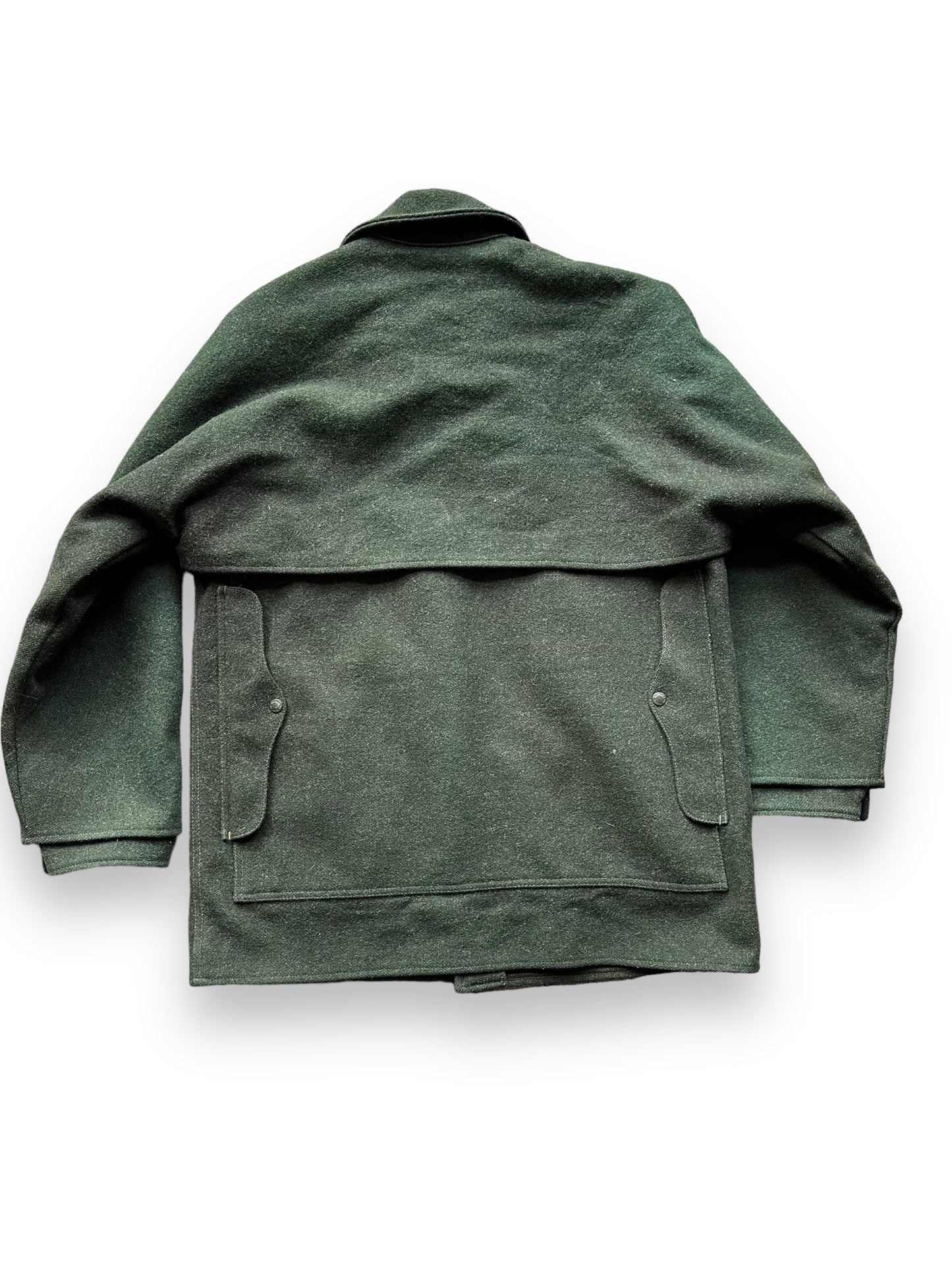 Rear View of Vintage Filson Forest Green Double Mackinaw Cruiser SZ 46 XL | Barn Owl Vintage Goods | Vintage Workwear Seattle