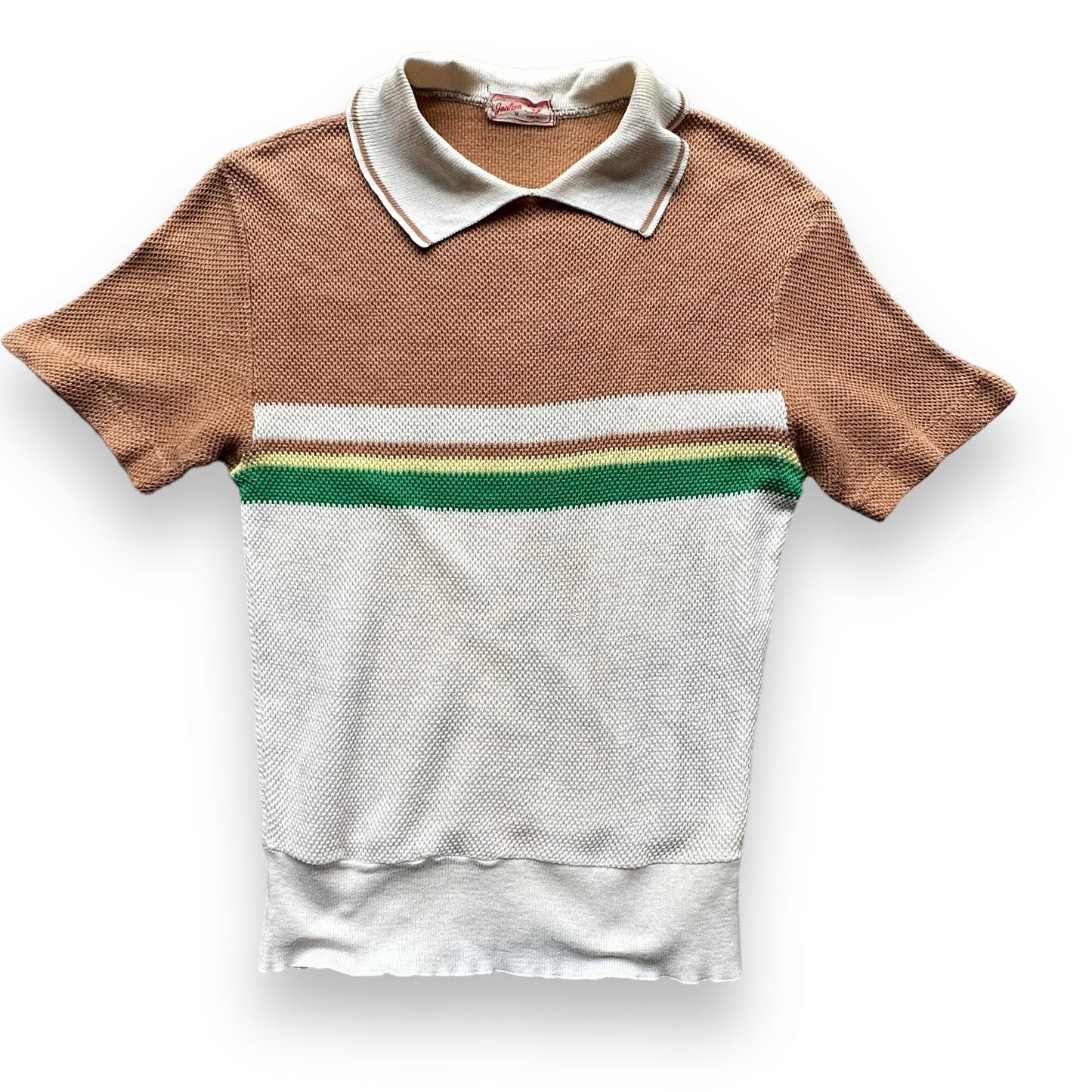 Front View of Vintage Jantzen Knit Top Short Sleeve Shirt SZ M | Vintage Jantzen Shirt | Barn Owl Vintage Seattle