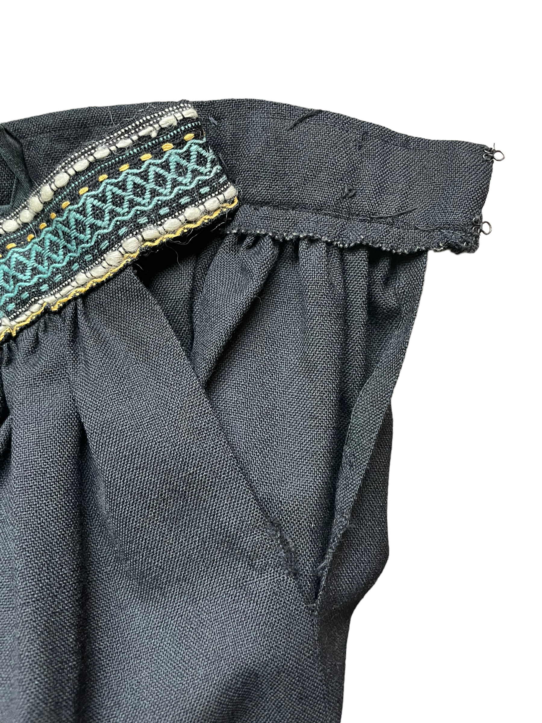 Closure opening view Vintage 1950s Embroidered Guatemalan Skirt | Barn Owl Seattle | Vintage Guatemalan Skirts