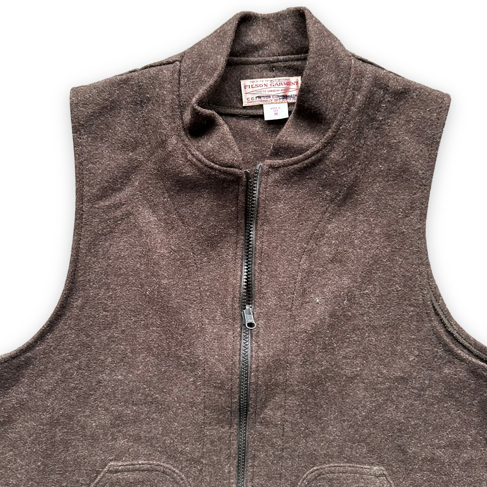 Upper Front View of Filson Brown Mackinaw Wool Liner SZ M |  Vintage Filson Workwear Seattle | Barn Owl Vintage