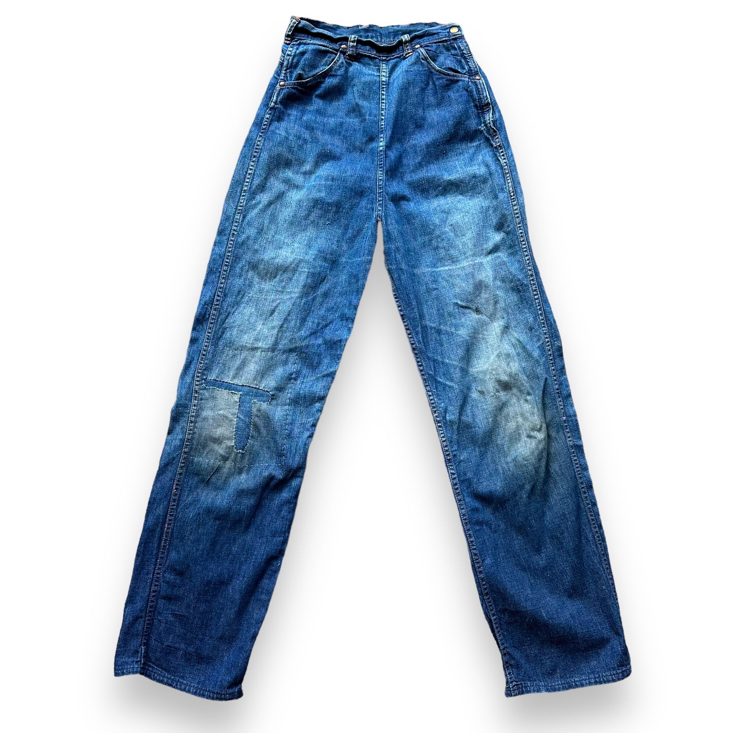 Front View of Vintage Blue Bell Misses Ladies Side Zip Jeans SZ 14 | Barn Owl Vintage Seattle | Vintage Womens Side Zip Denim