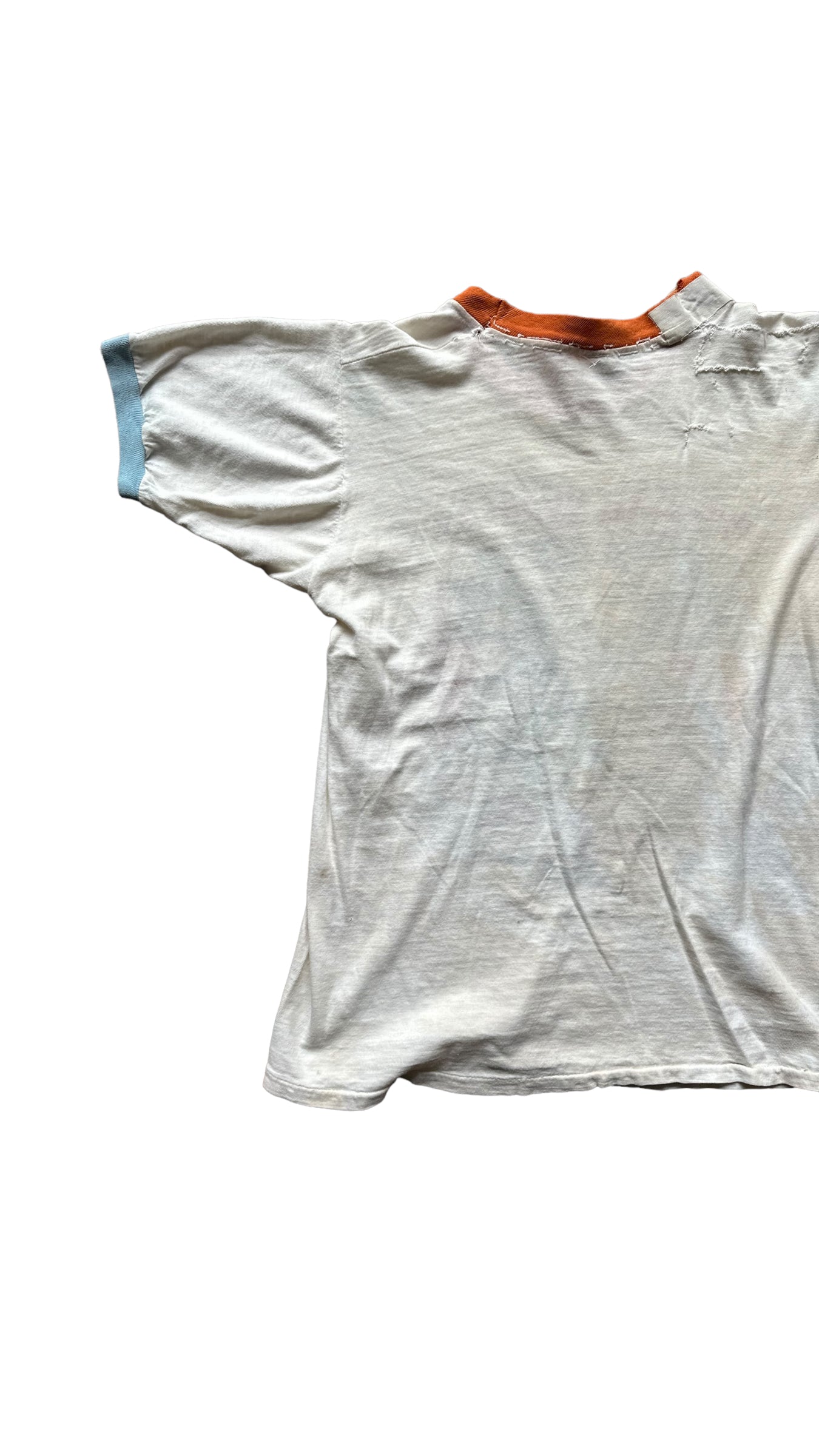 Left Rear Detail View on Vintage Archie Bunker Ringer Tee SZ S |  Vintage Ringer Tee Seattle | Barn Owl Vintage
