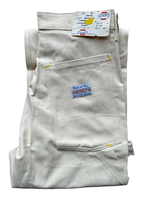 Folded Rear View of NOS Vintage Carter's Ecru Painters Pants W29 L36