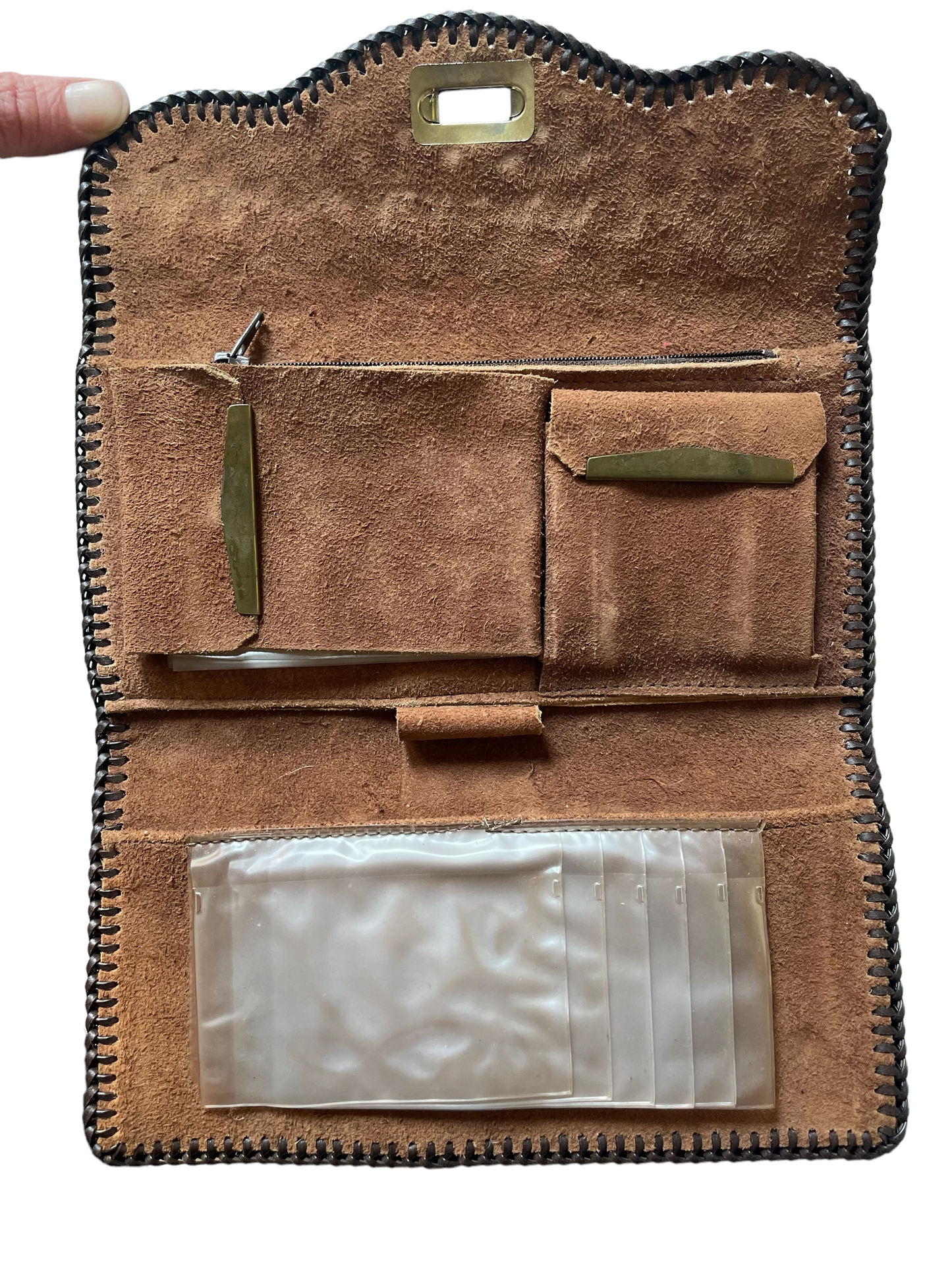 Vintage Ostrich Leather Wallet full inside view
