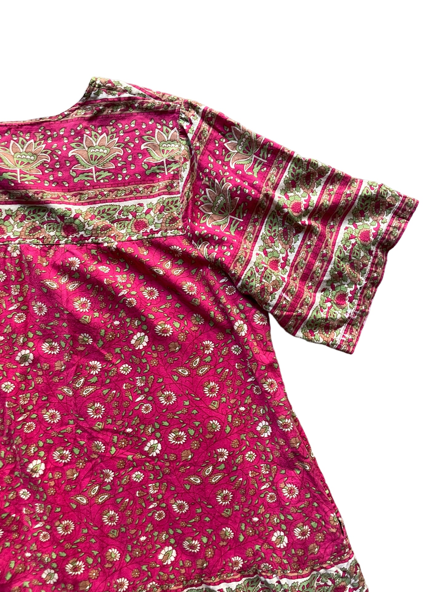 Back right sleeve view of Vintage 1970s Indian Cotton Dress Sz XL