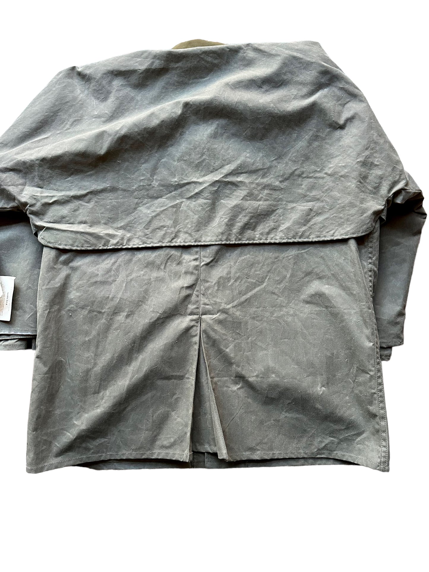 Rear Right View of NWT Vintage Filson Shelter Cloth Packer Coat SZ 46 | Barn Owl Vintage Goods Filson | Vintage Filson Tin Cloth Workwear Seattle