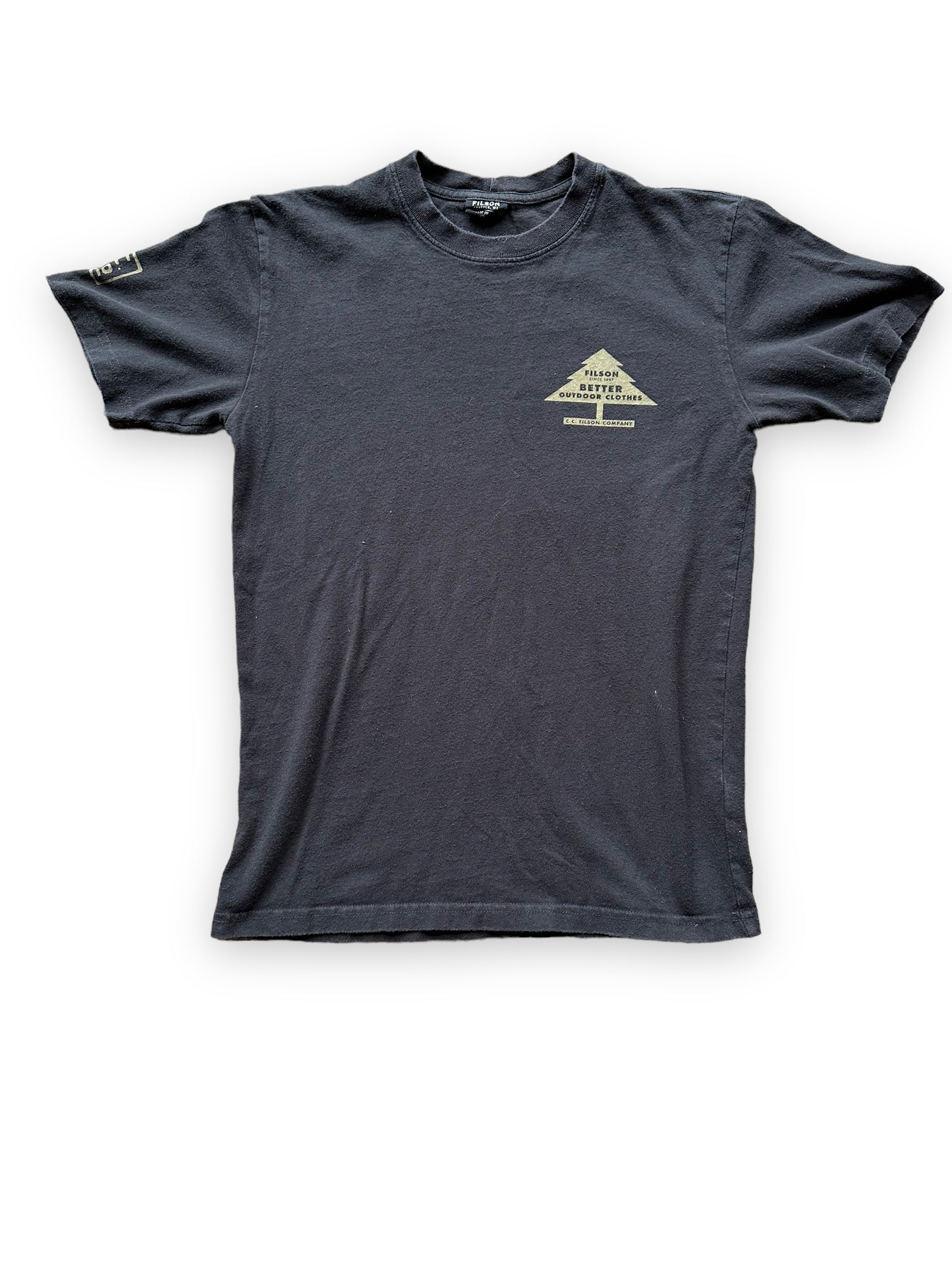 Front View of Filson Black Beaver Tee SZ XS | Barn Owl Vintage Goods | Filson Graphic Tees Seattle