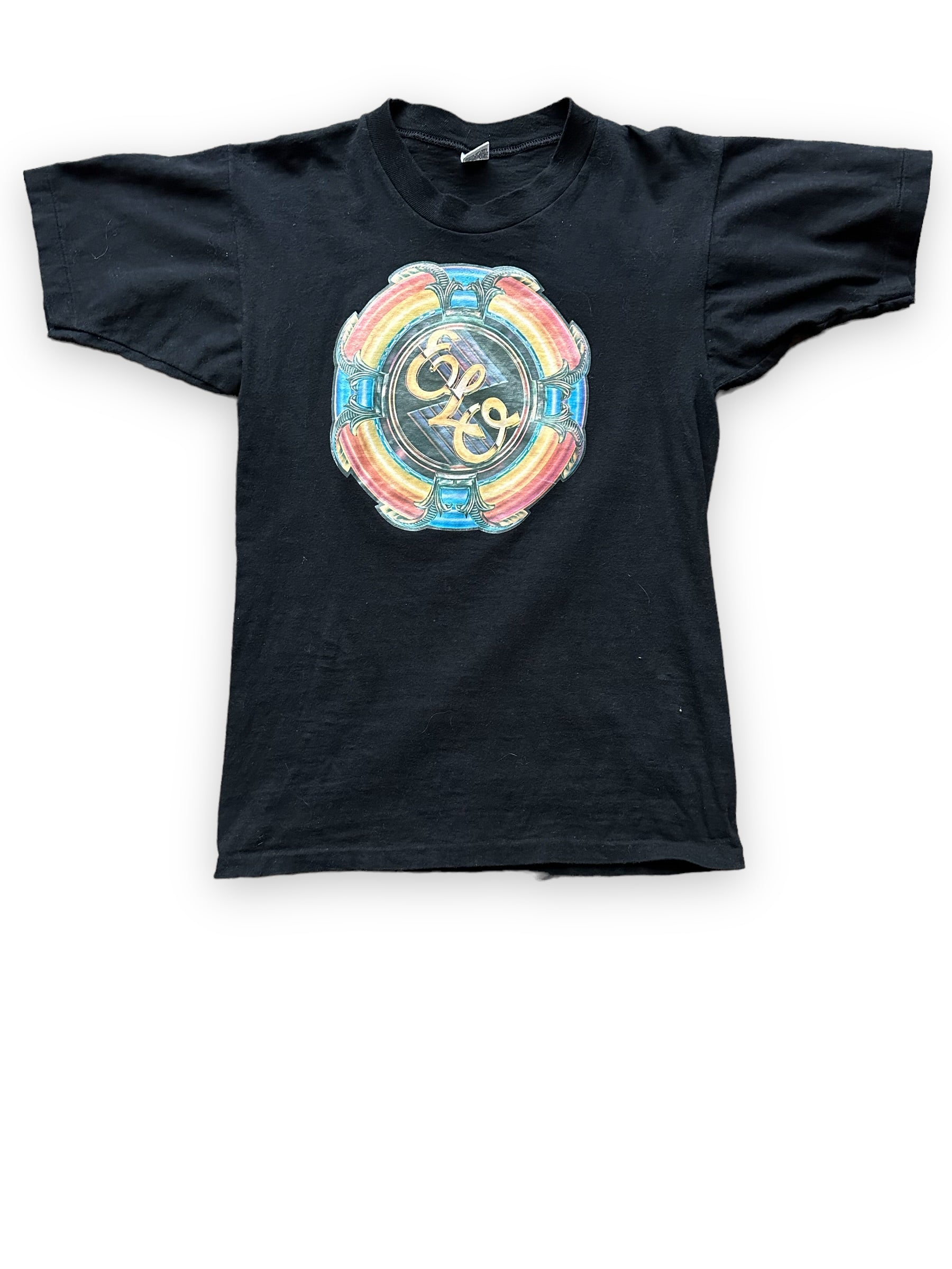 Front View of Vintage Electric Light Orchestra A New World Record Promotional Tee SZ M  |  Vintage Jeff Lynne ELO Tee | Barn Owl Vintage Clothing Seattle