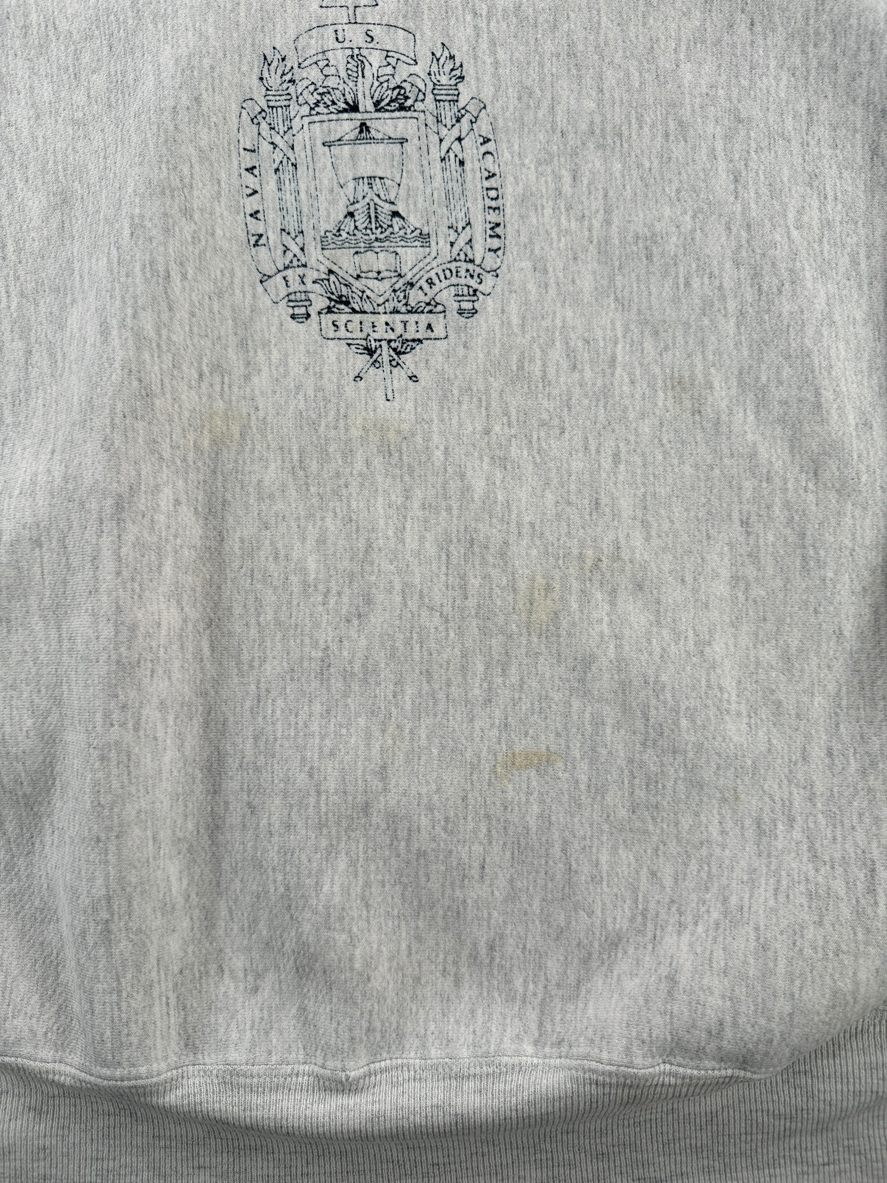 Stains on Vintage Navy Reverse Weave Crewneck SZ XL
