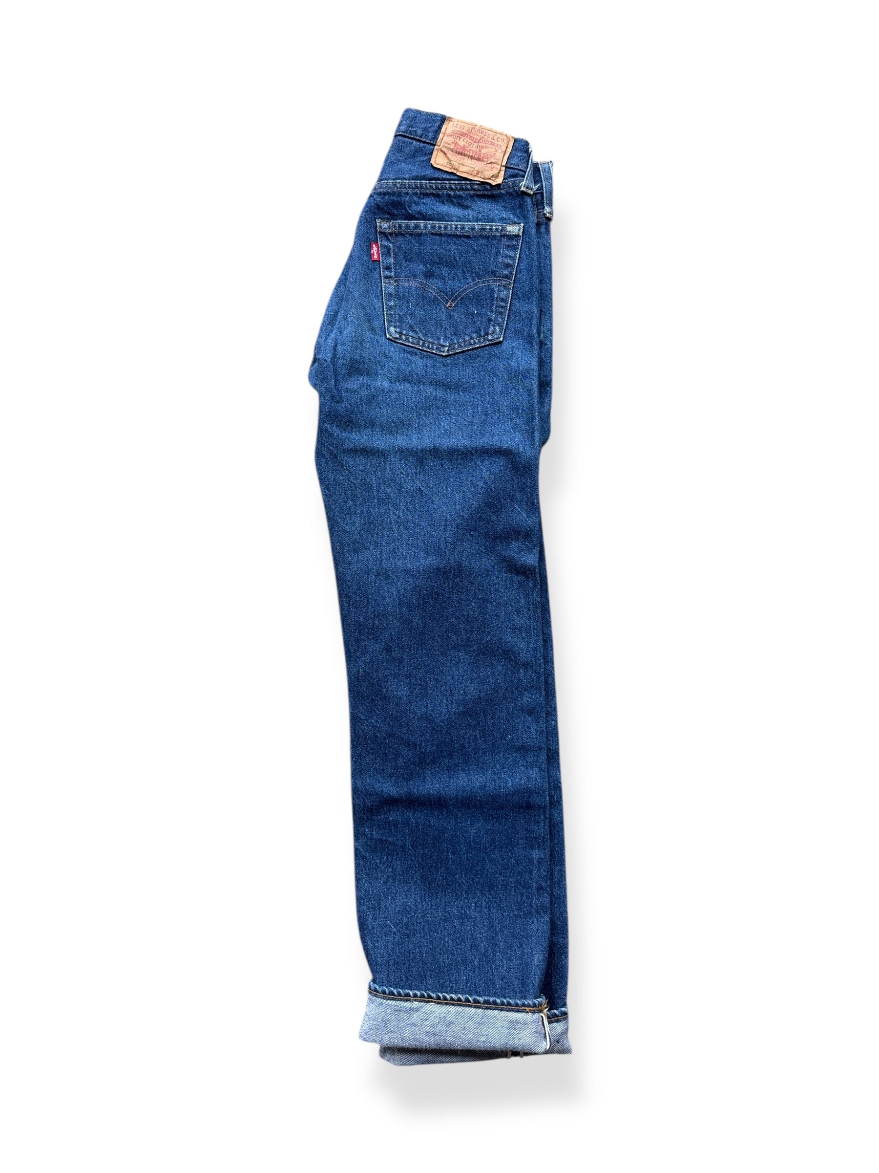 Unfolded Vintage Dark Double Stitch Levis 501 Redline Jeans W28