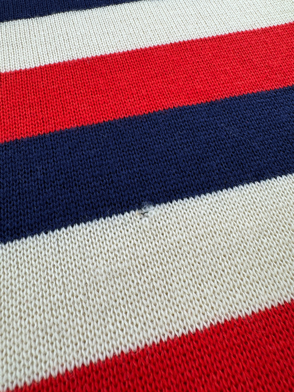 Small hole on back of Vintage Charles Wolf Striped Wool Sweater SZ L