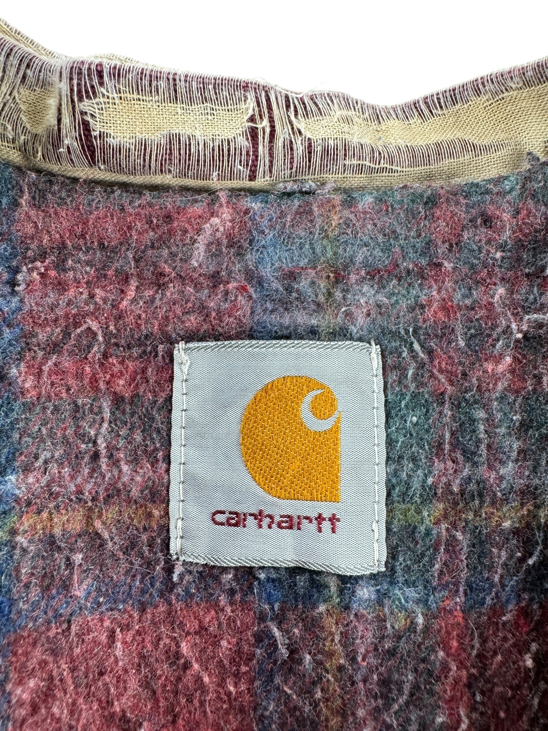 Tag on Vintage Distressed Wine Color Carhartt Trucker Jacket SZ XL