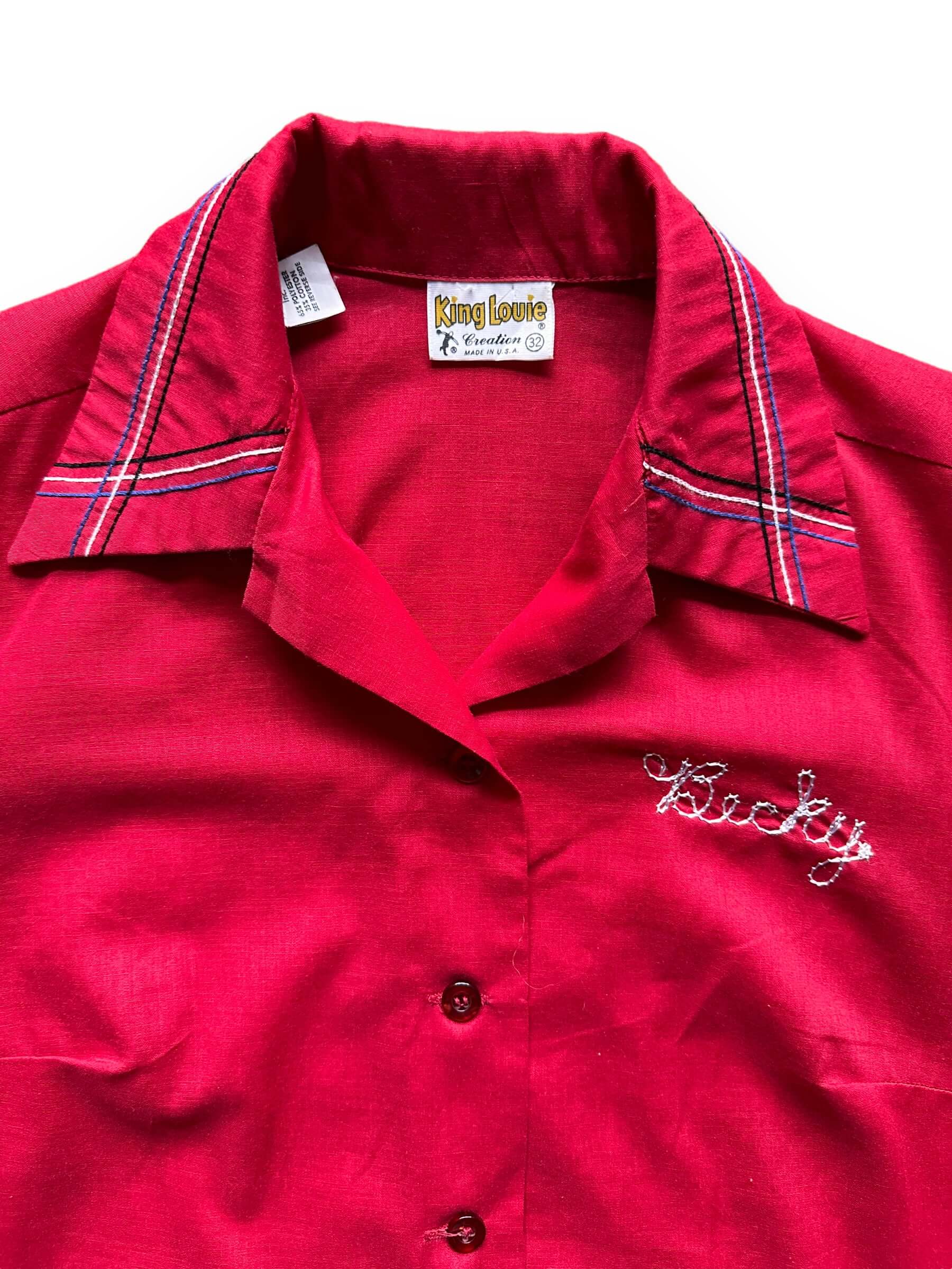 collar of Vintage US Environmental Systems Ladies Bowling Shirt SZ 32 | Vintage Bowling Shirt Seattle | Barn Owl Vintage Seattle