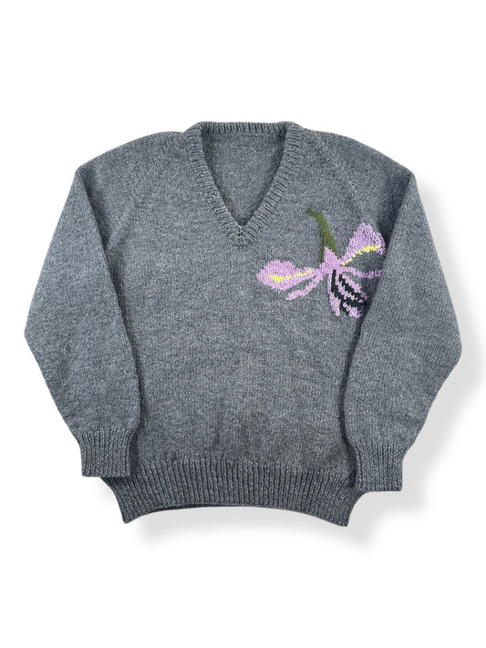 Front of Vintage Handmade Flower Sweater SZ S