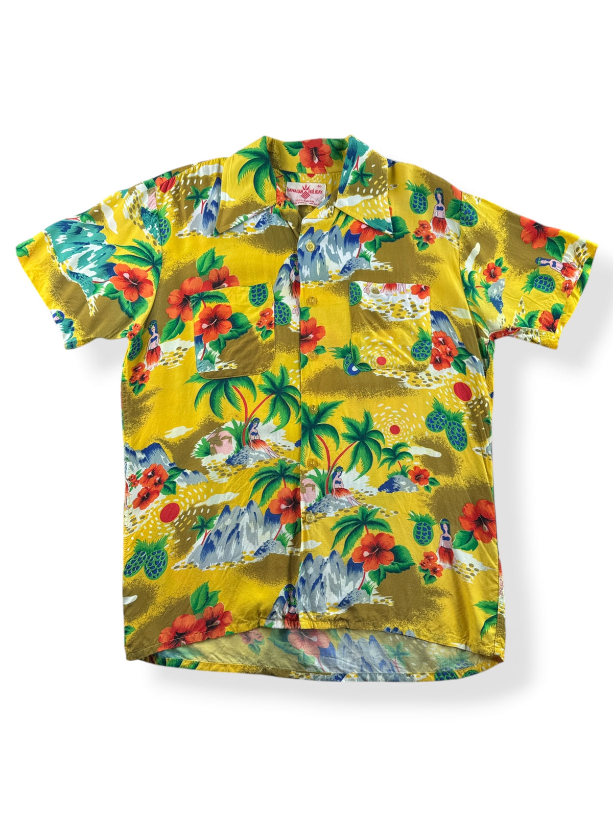 Front of Vintage Hawaiian Holiday Aloha Shirt SZ M